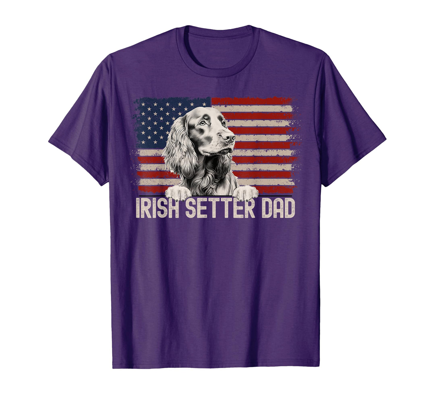 Best Dog Dad Ever American Flag - Irish Setter Dad T-Shirt