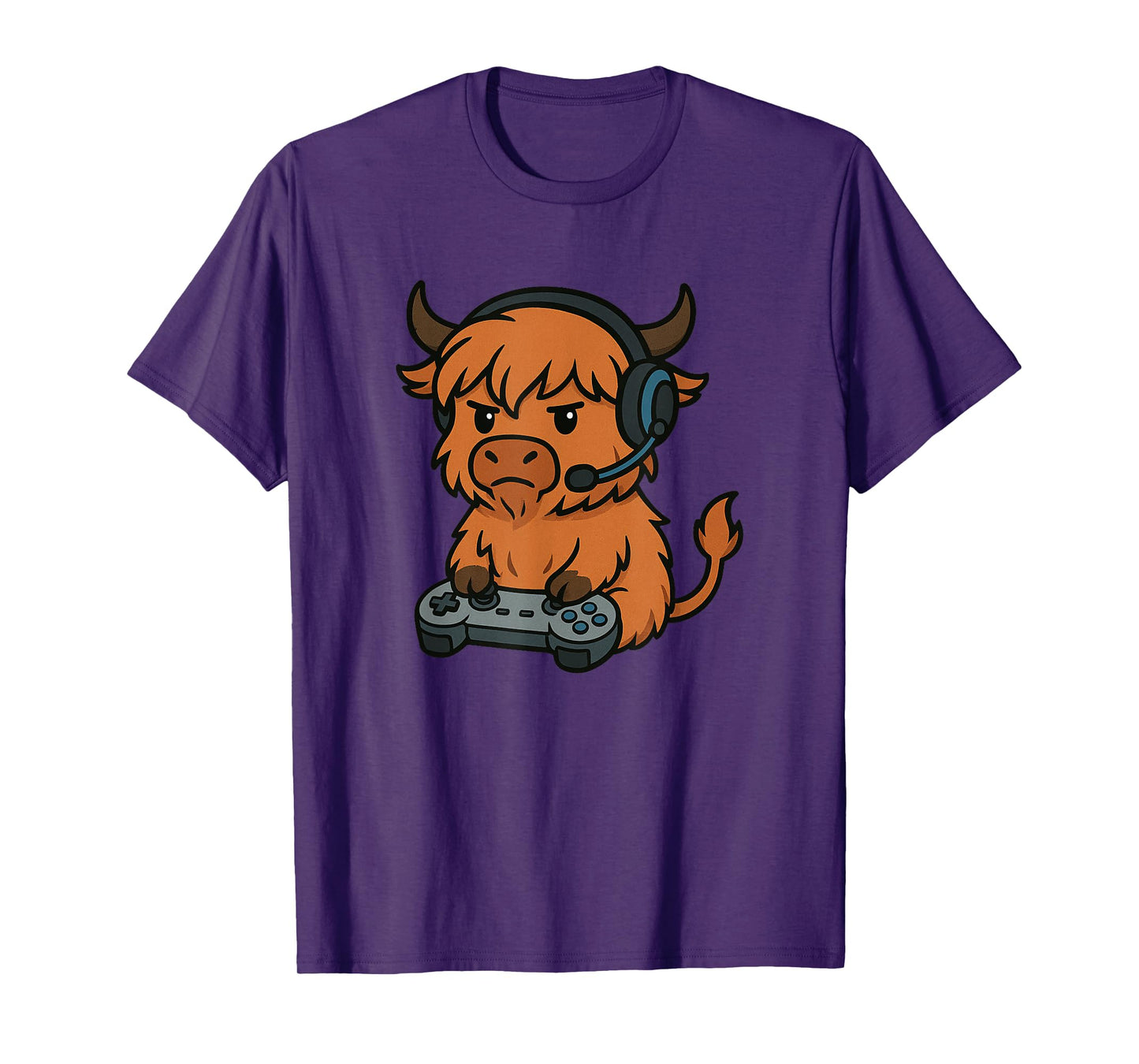 Highland Cow Gamer Gaming Retro Videogames Boys Girls Kids T-Shirt