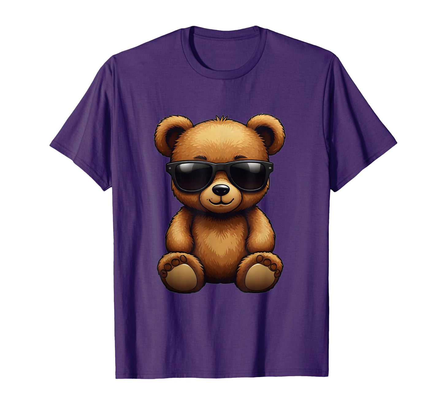 Cool Brown Bear Teddy Bear Wearing Sunglasses in Summer T-Shirt