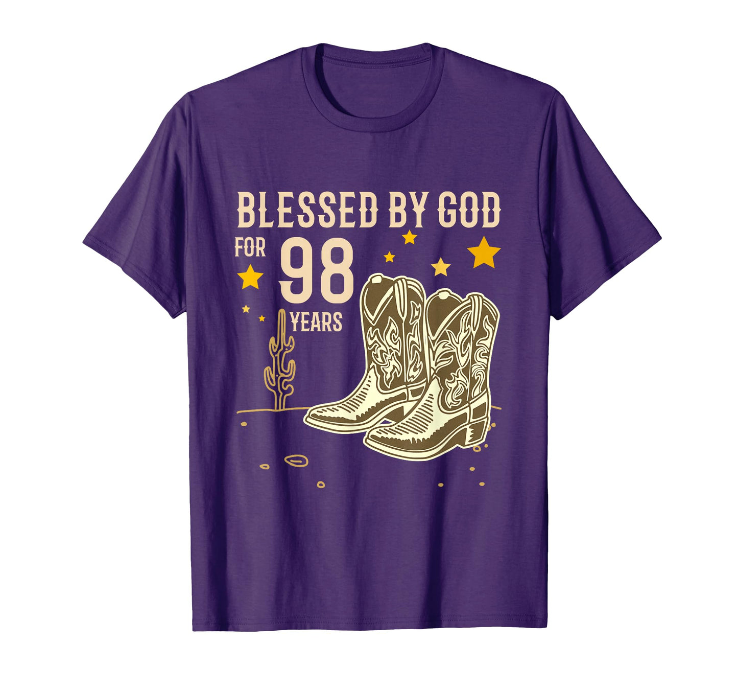 Vintage Blessed by God for 98 Years Cowboy 98th Birthday Men T-Shirt