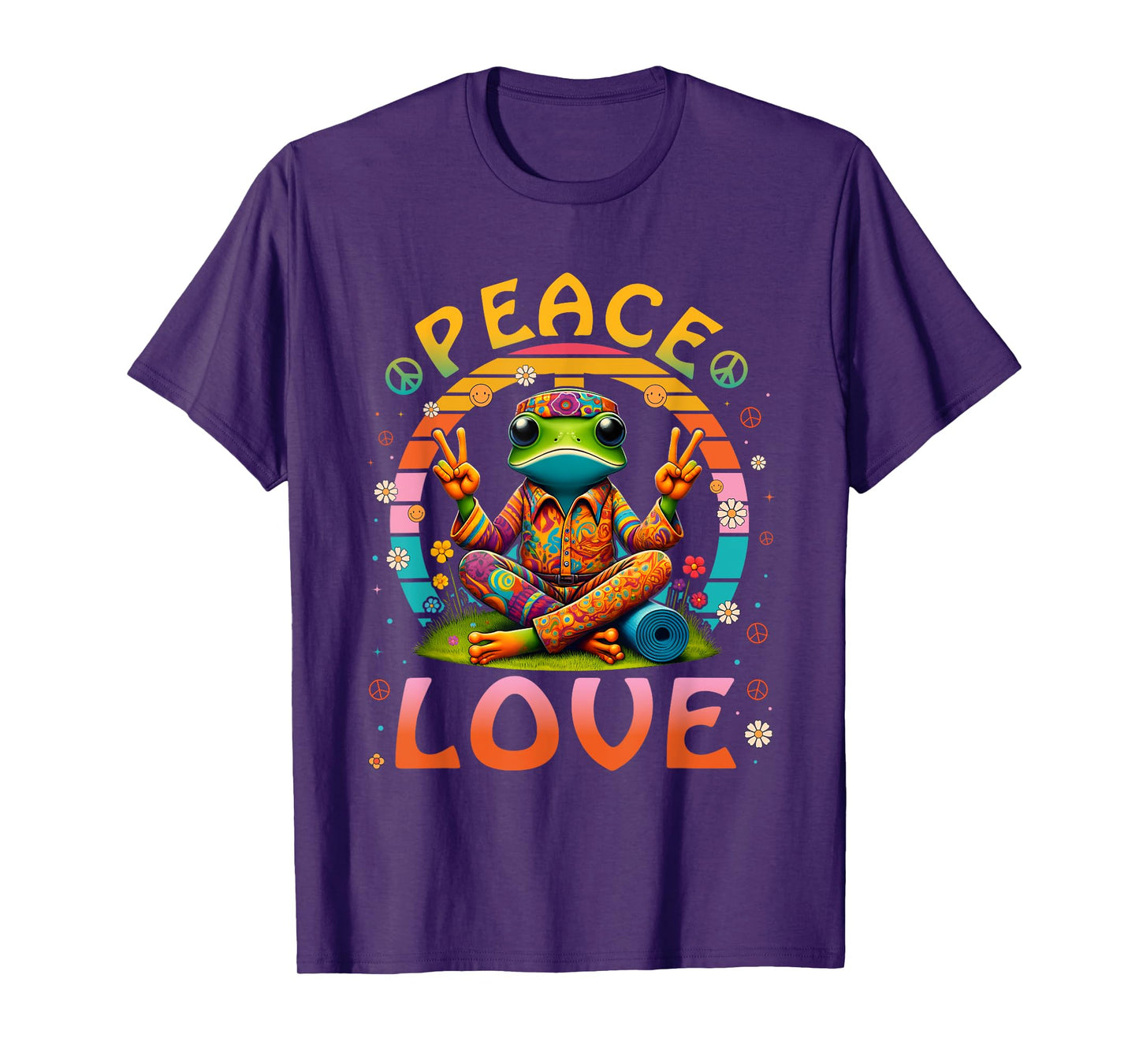 Cool Retro Peace Frog Tie Dye T-Shirt