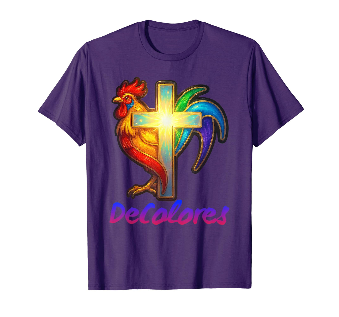 DeColores Cursillo Rainbow Rooster Catholic T-Shirt