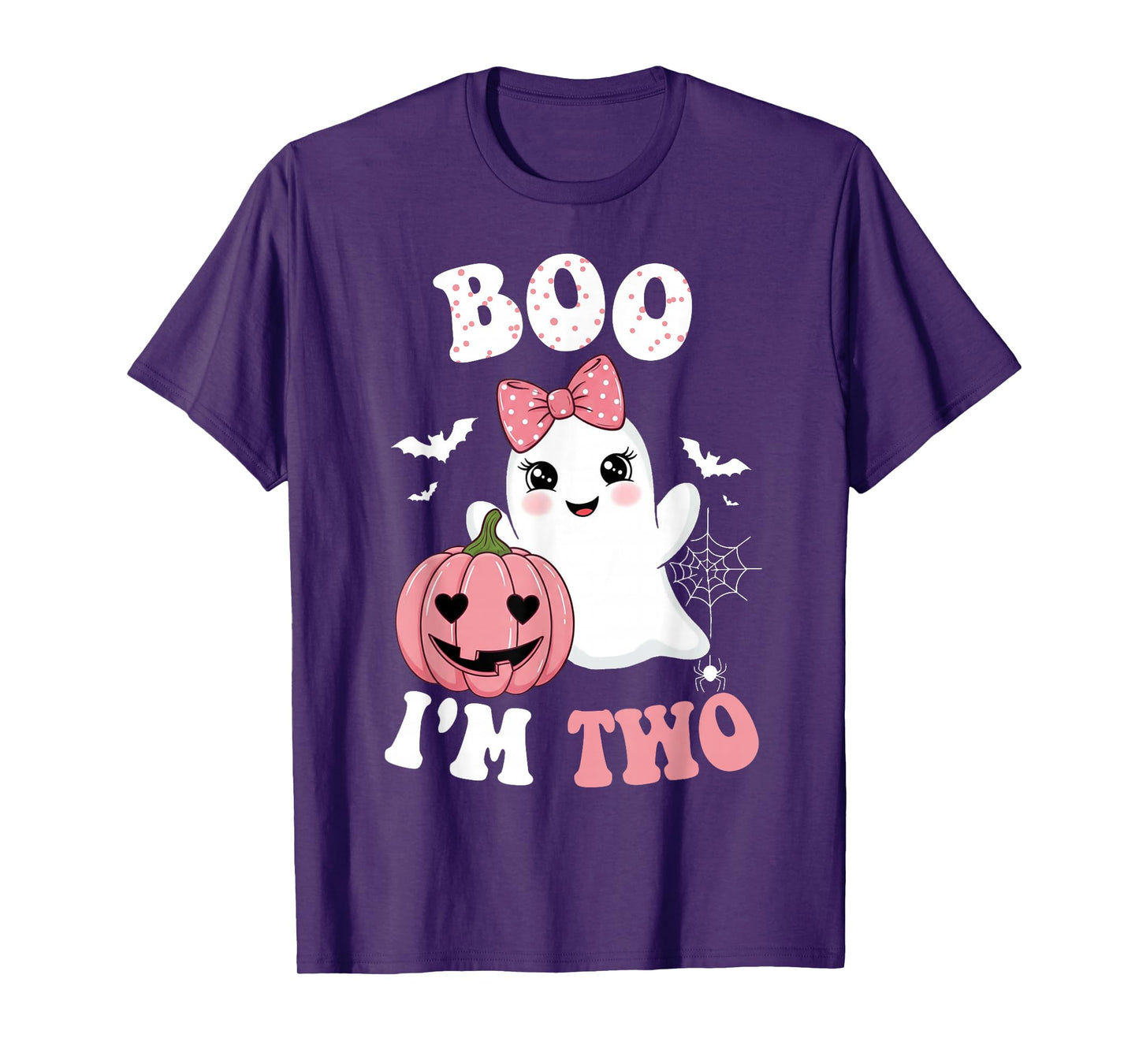 Boo I'm Two Birthday Pink Pumpkin Halloween Girls Kid T-Shirt