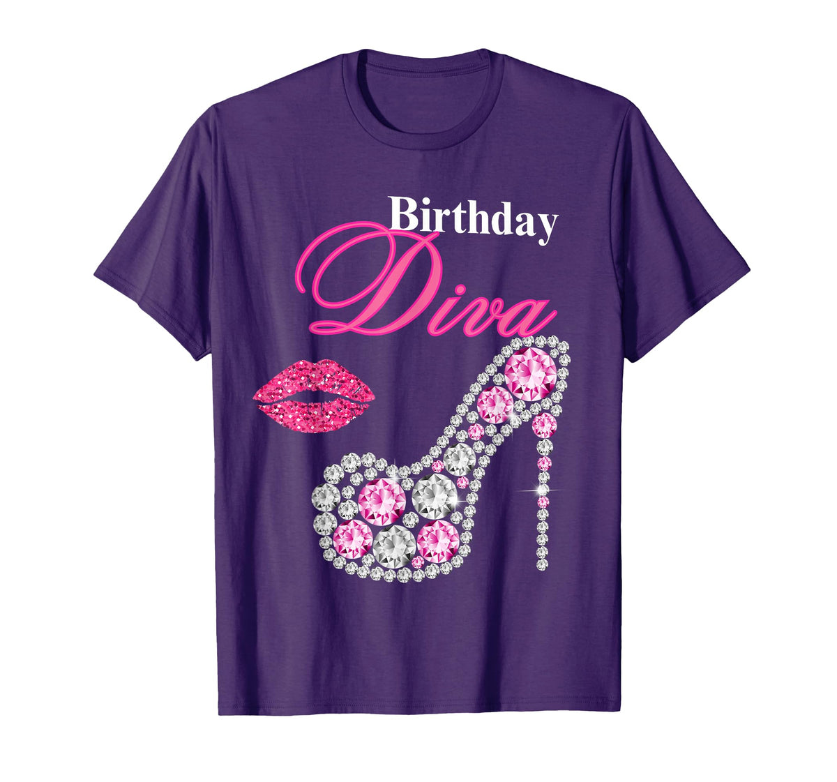 Hot Pink Lips Gifts High Heel Afro Diva Birthday Melanin T-Shirt