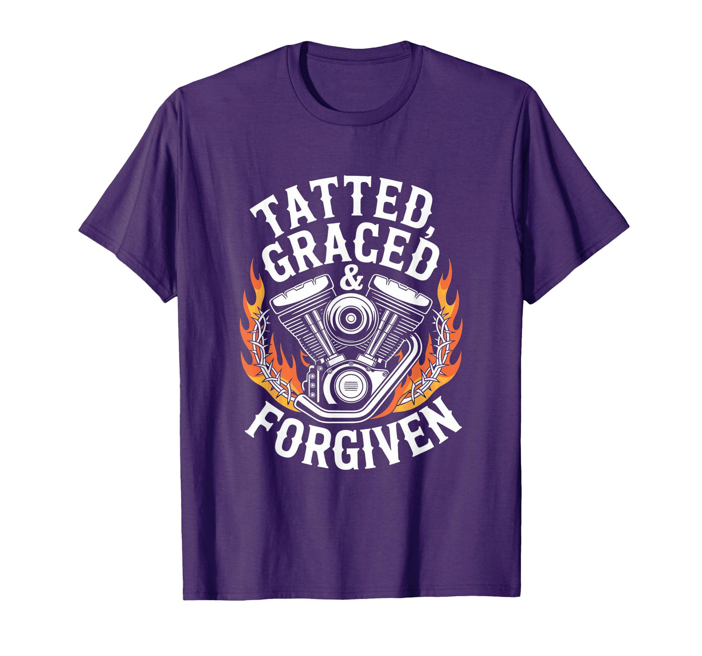 Christian Biker Tatted Graced Forgiven T-Shirt