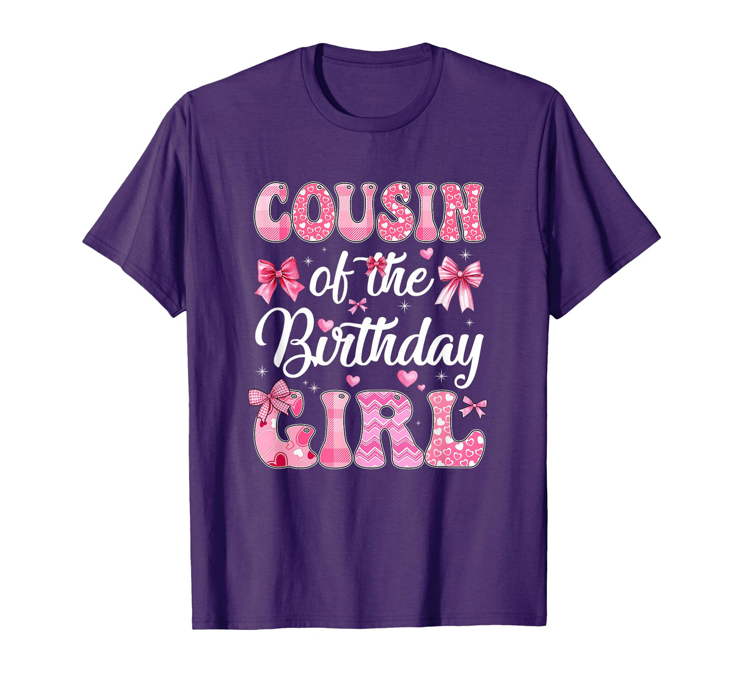 Cousin Of The Birthday Girl Family Pink Coquette Bow T-Shirt