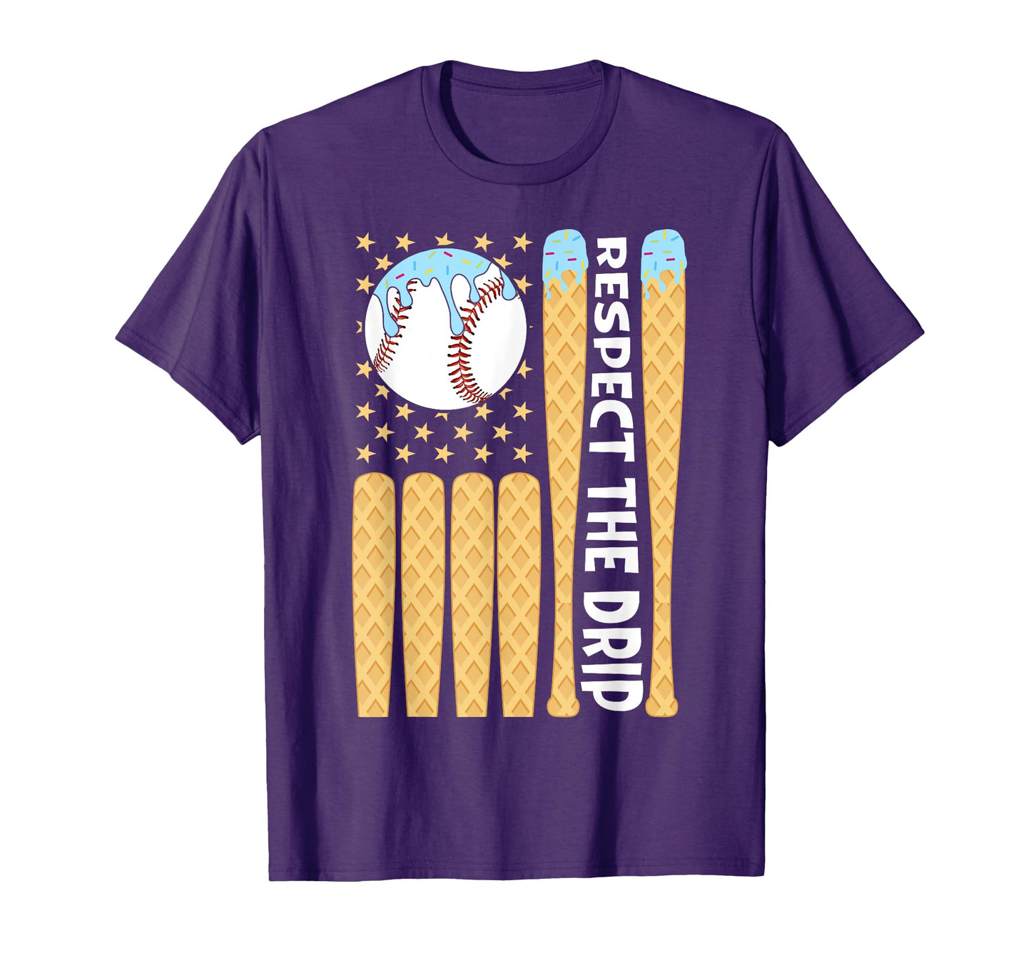 Baseball Drip Boys Ice Cream American Flag Respect The Drip T-Shirt