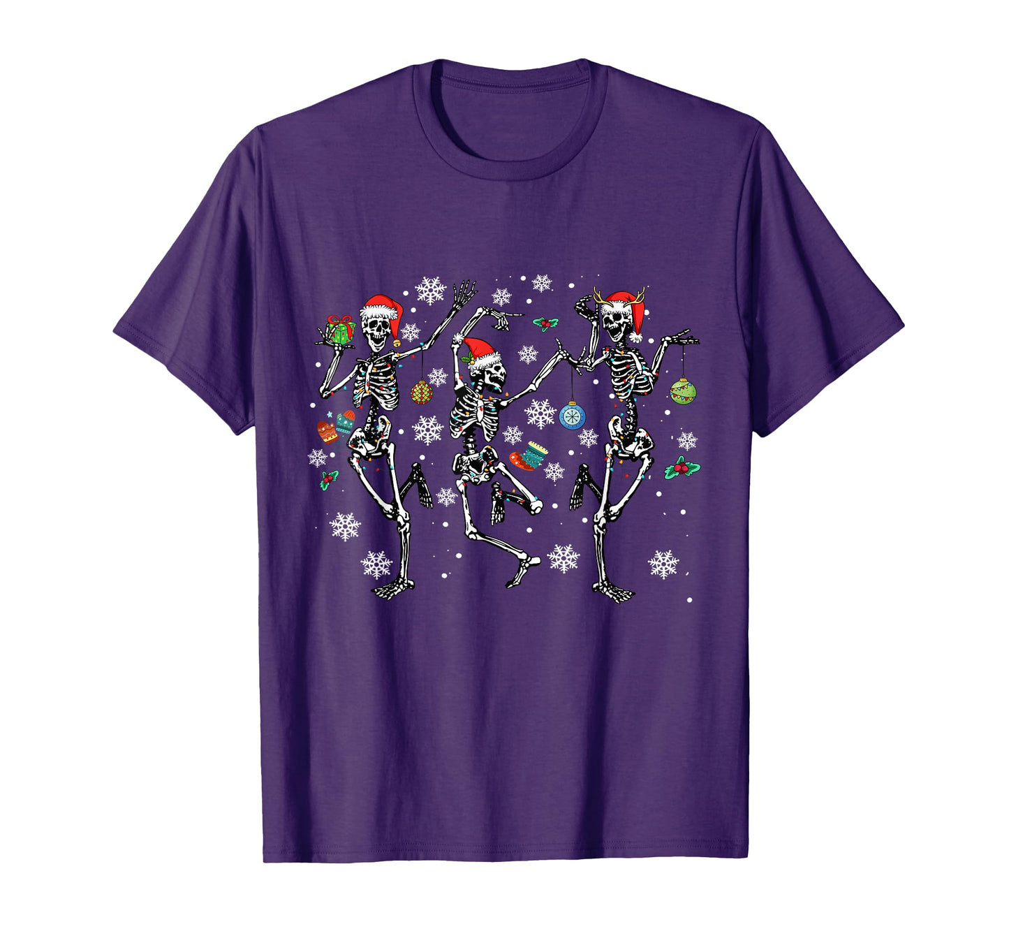Christmas Skeleton Dancing Christmas Lights Xmas Tree Cute T-Shirt