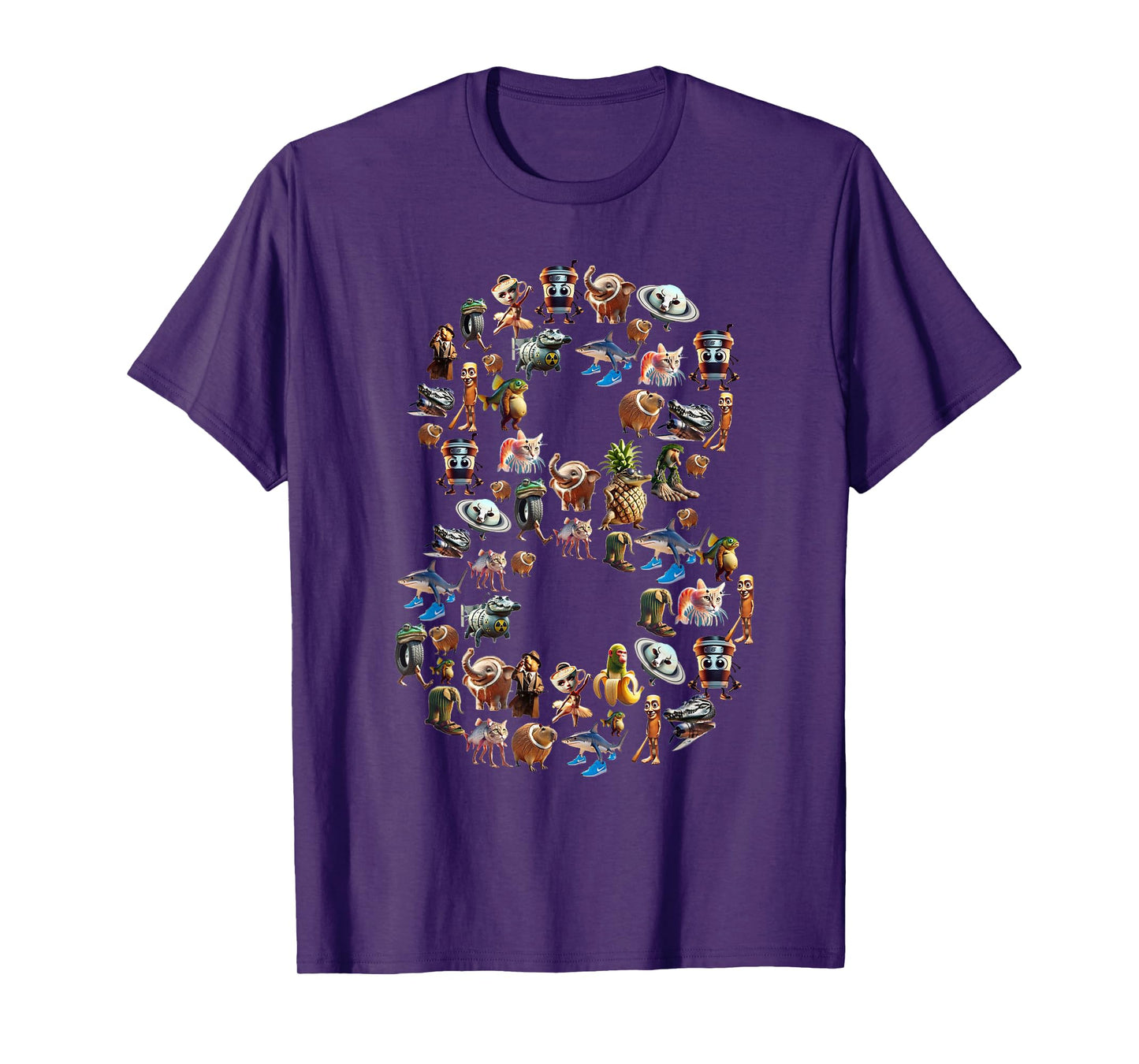 Happy 8th Birthday Boy Italian Brainrot Meme Party Funny T-Shirt