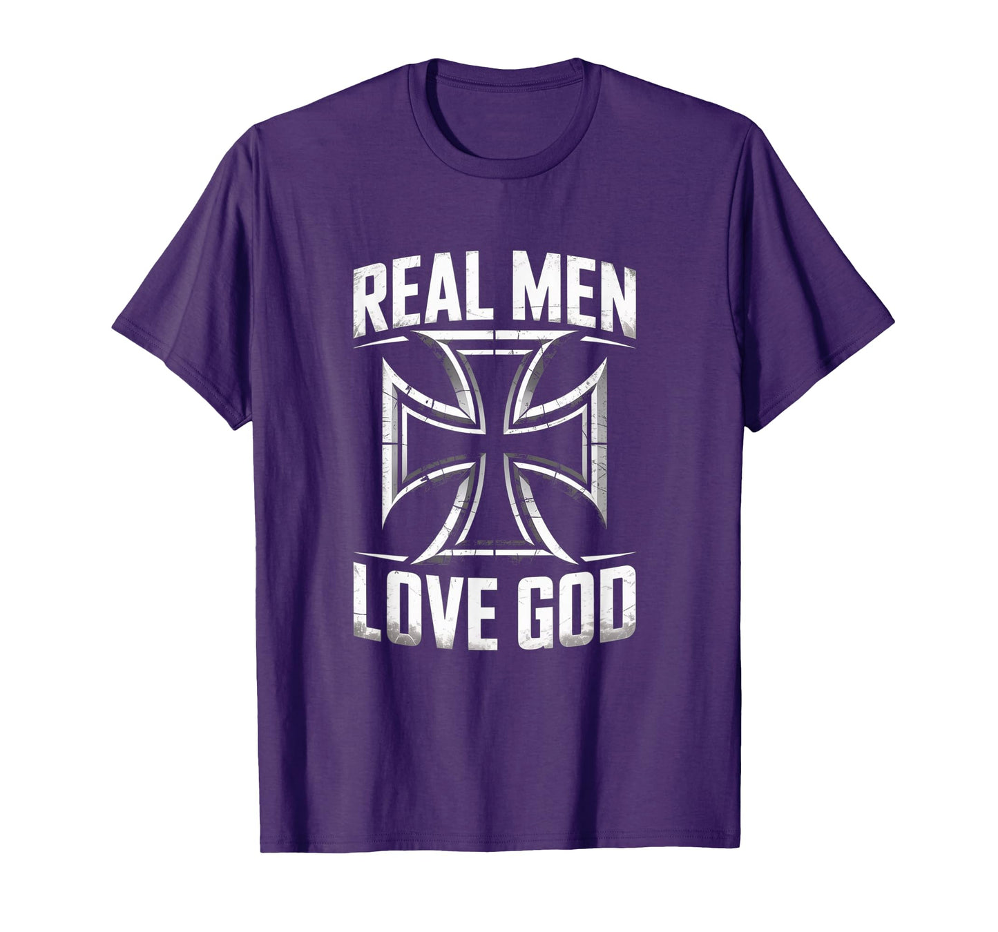 Retro Christian Cross Real Men Love God Joshua 24:15 Bible T-Shirt