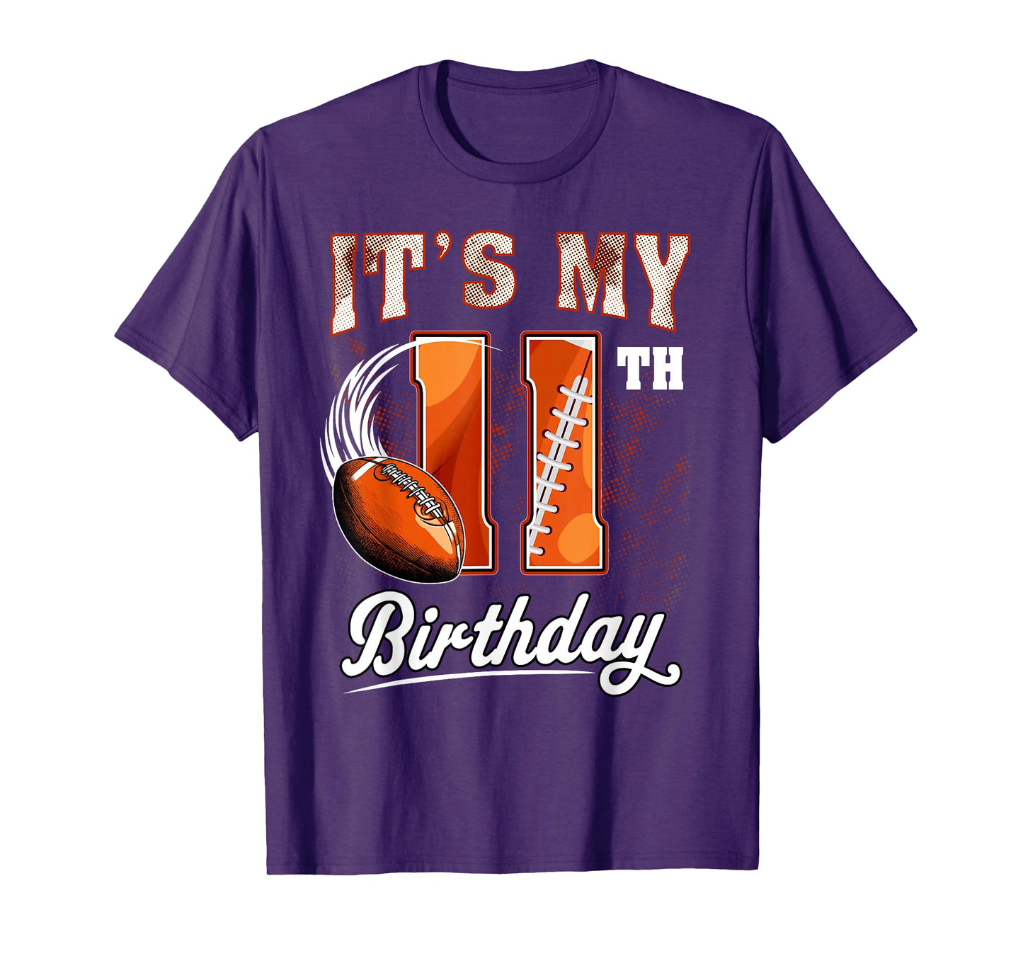 Kids 11 Year Old It's My 11th Birthday Football Themed Party T-Shirt