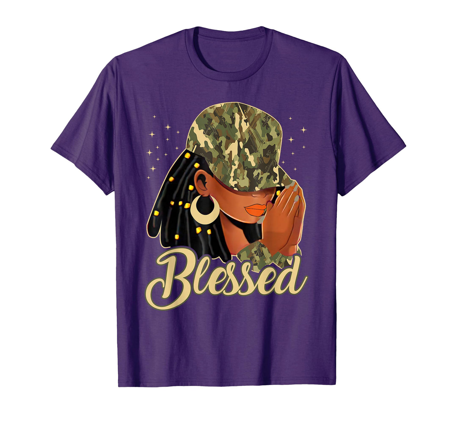 Blessed Black Woman Praying African Christian Camouflage T-Shirt