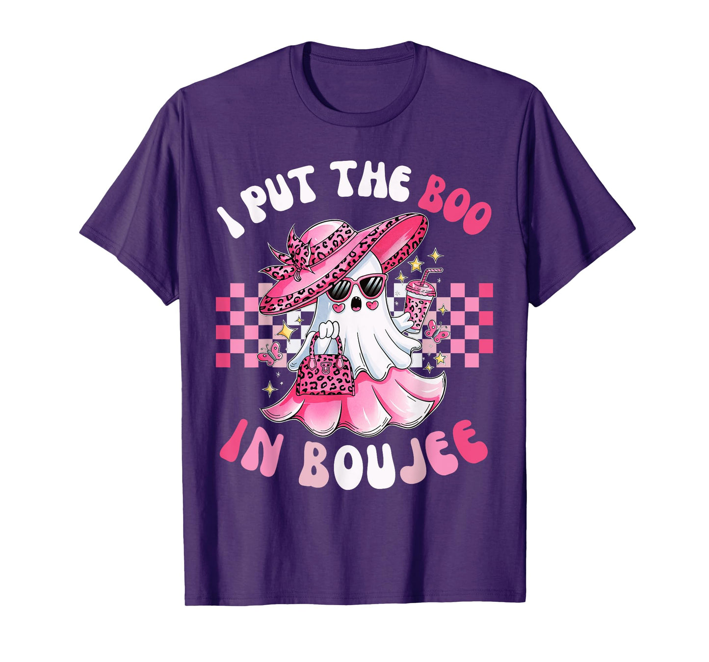 Funny I Put The Boo In Boujee Pink Ghost Halloween T-Shirt