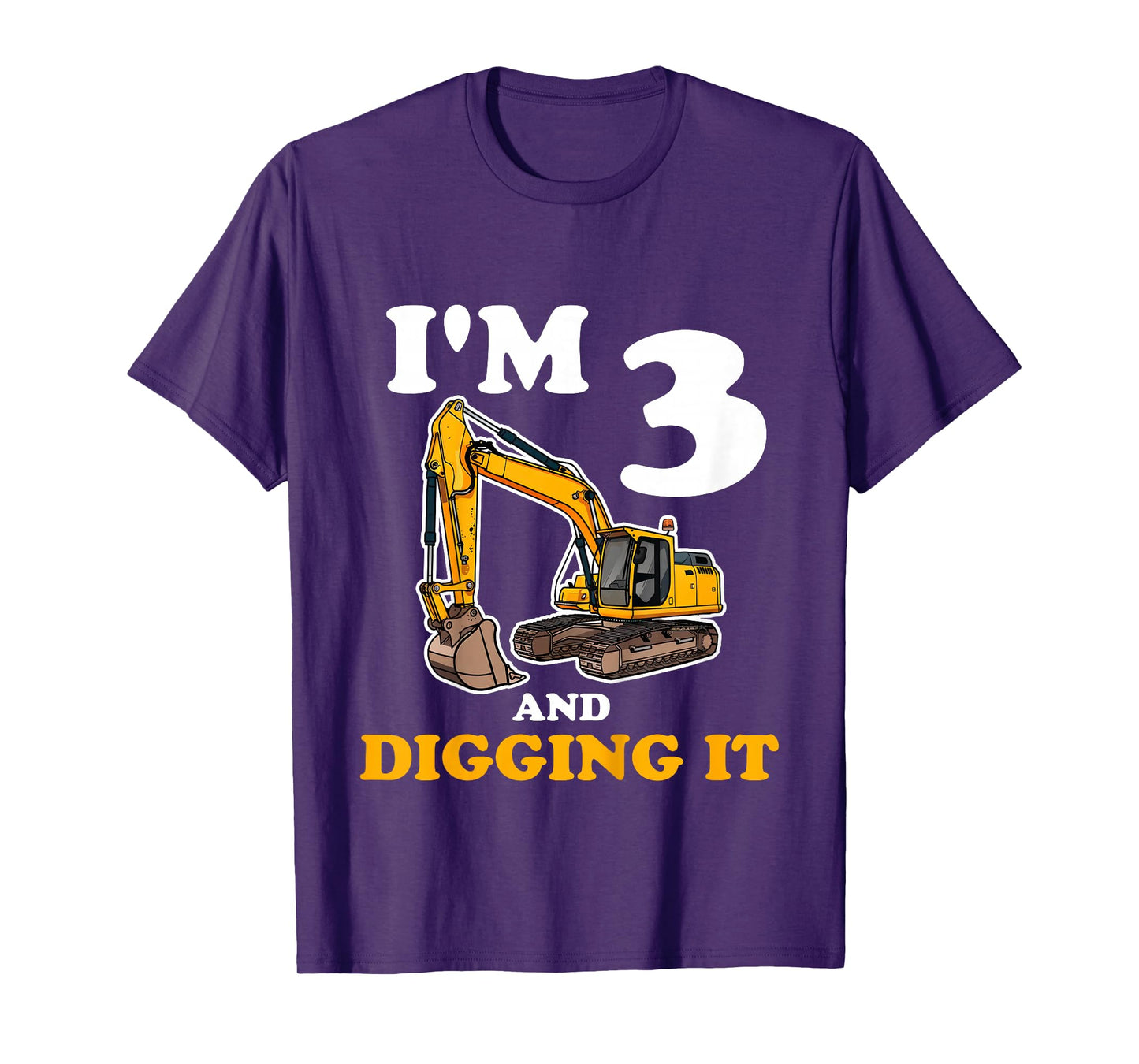 Kids Three 3yr 3rd Birthday Construction Boy 3 Years Old T-Shirt