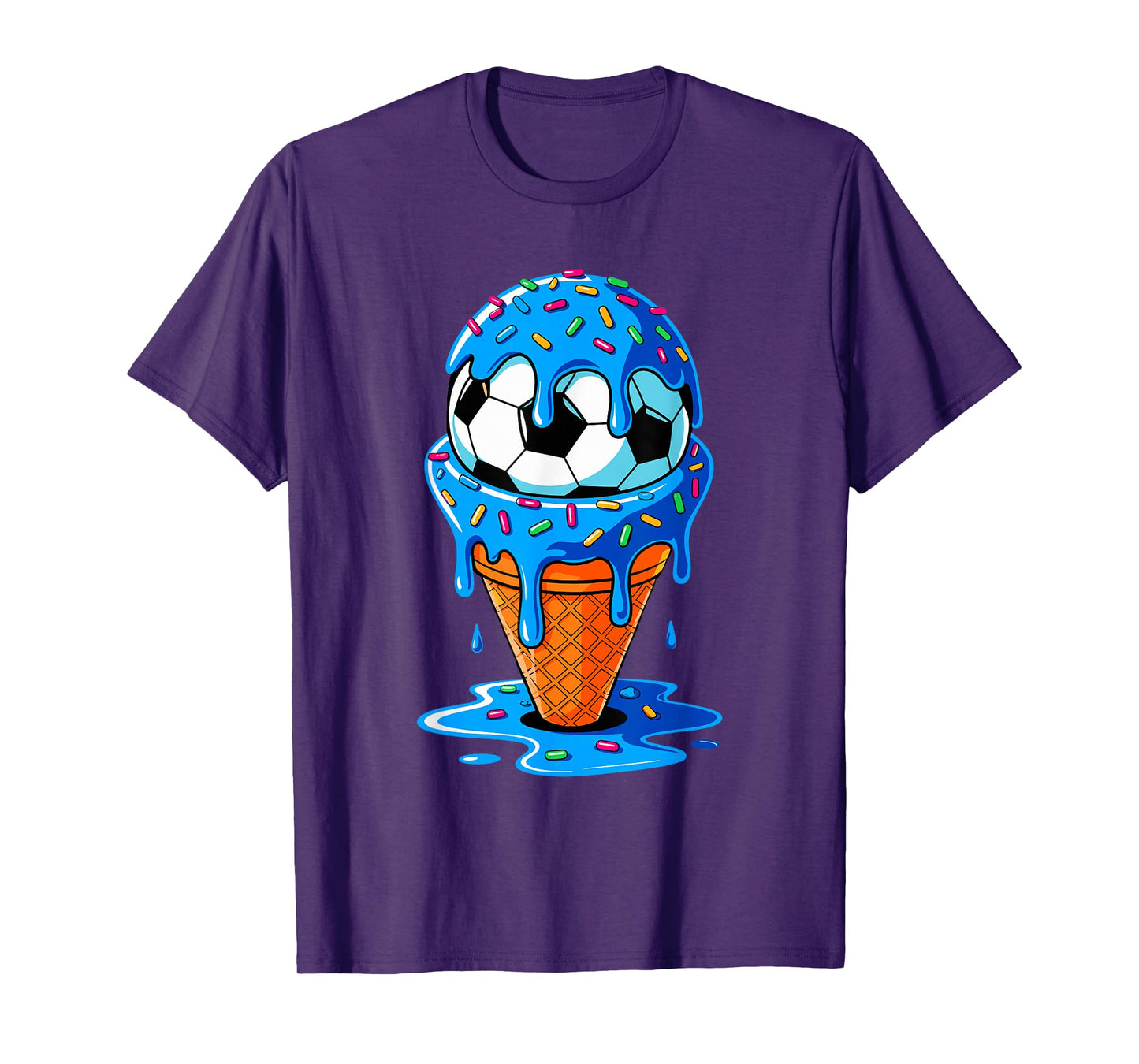 Soccer Ball Ice Cream Drip Fun Sprinkles Birthday Boys Girls T-Shirt