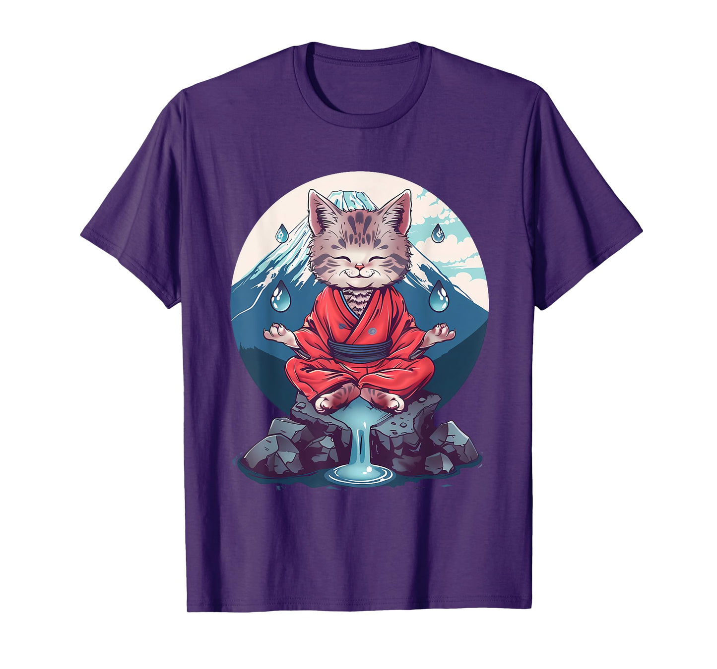 Meditation Cat Yoga Mountain Hindu Buddhist Zen Buddha Men Women Kids T-Shirt