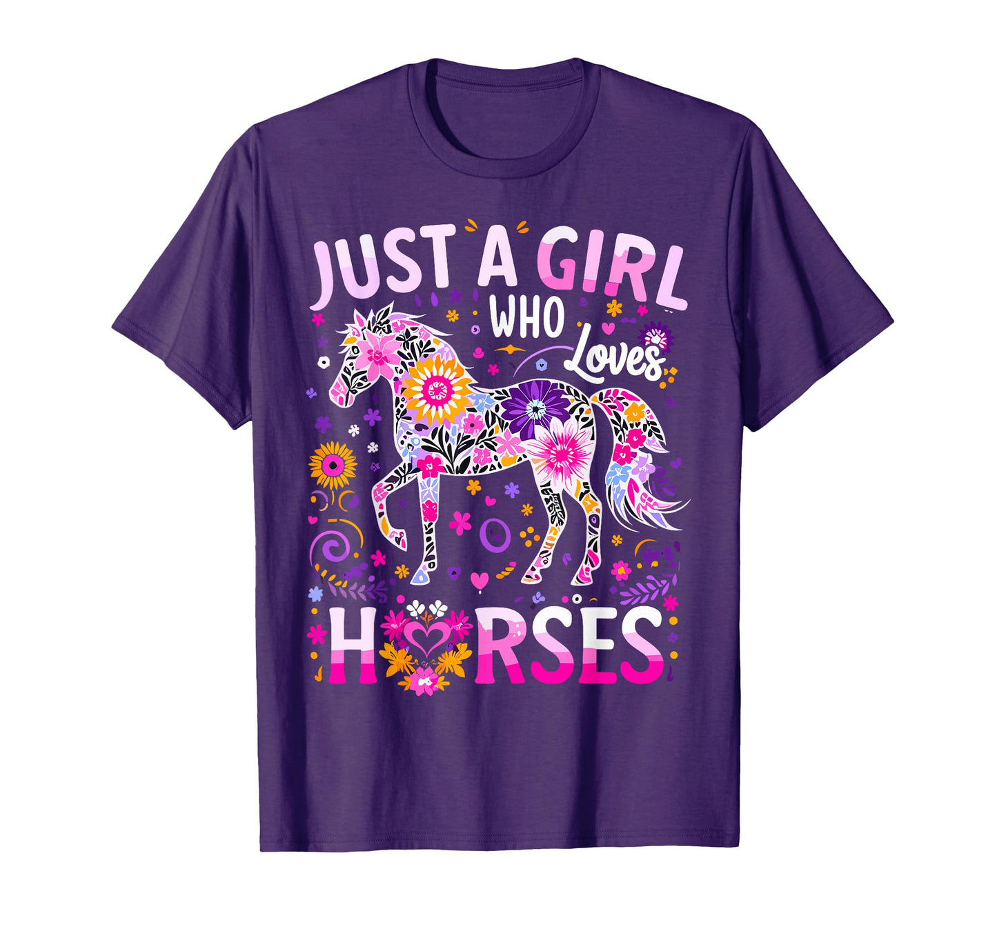 Cute Horse Colorful Just A Girl Who Loves Horses T-Shirt
