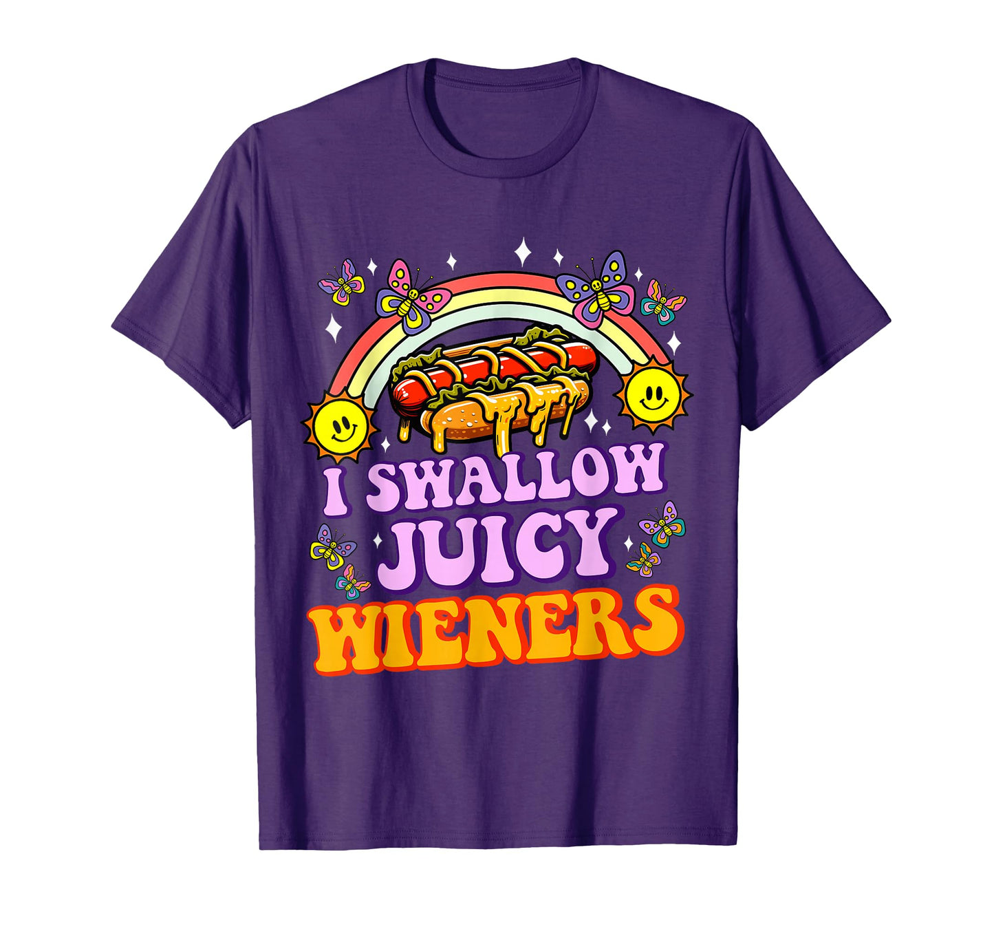 I Swallow Juicy Wiener Funny Embarrassing Adult Humor Women T-Shirt