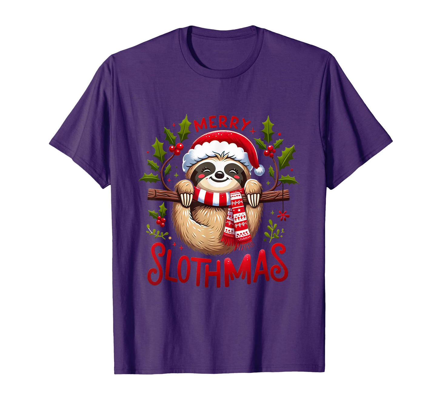 Merry Slothmas Cute Sloth Christmas Pajamas Women Girl Kids T-Shirt