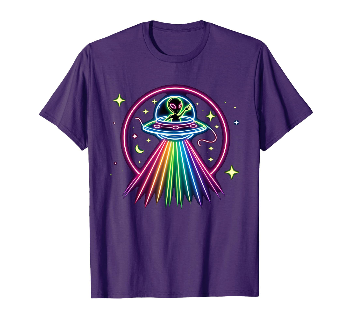 Space Alien UFO Neon Lights Rave Alien Lovers T-Shirt