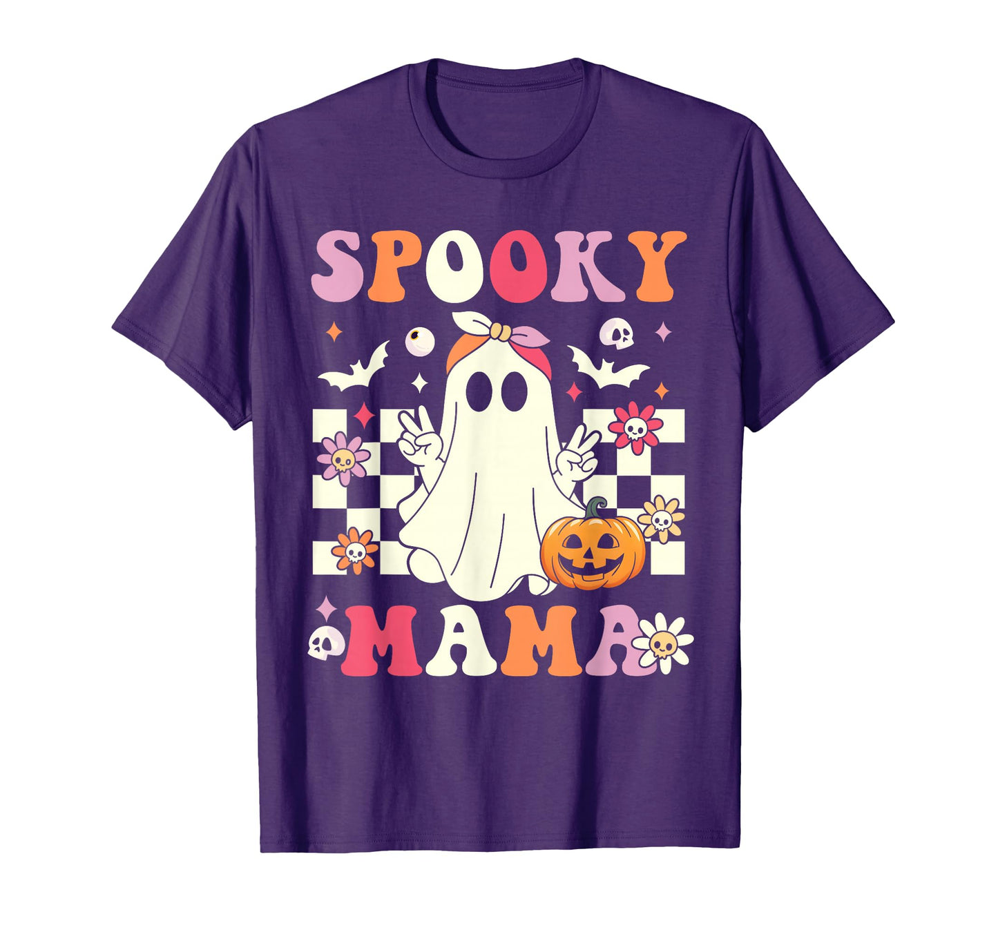 Spooky Mama Halloween Mom Ghost Costume Groovy T-Shirt