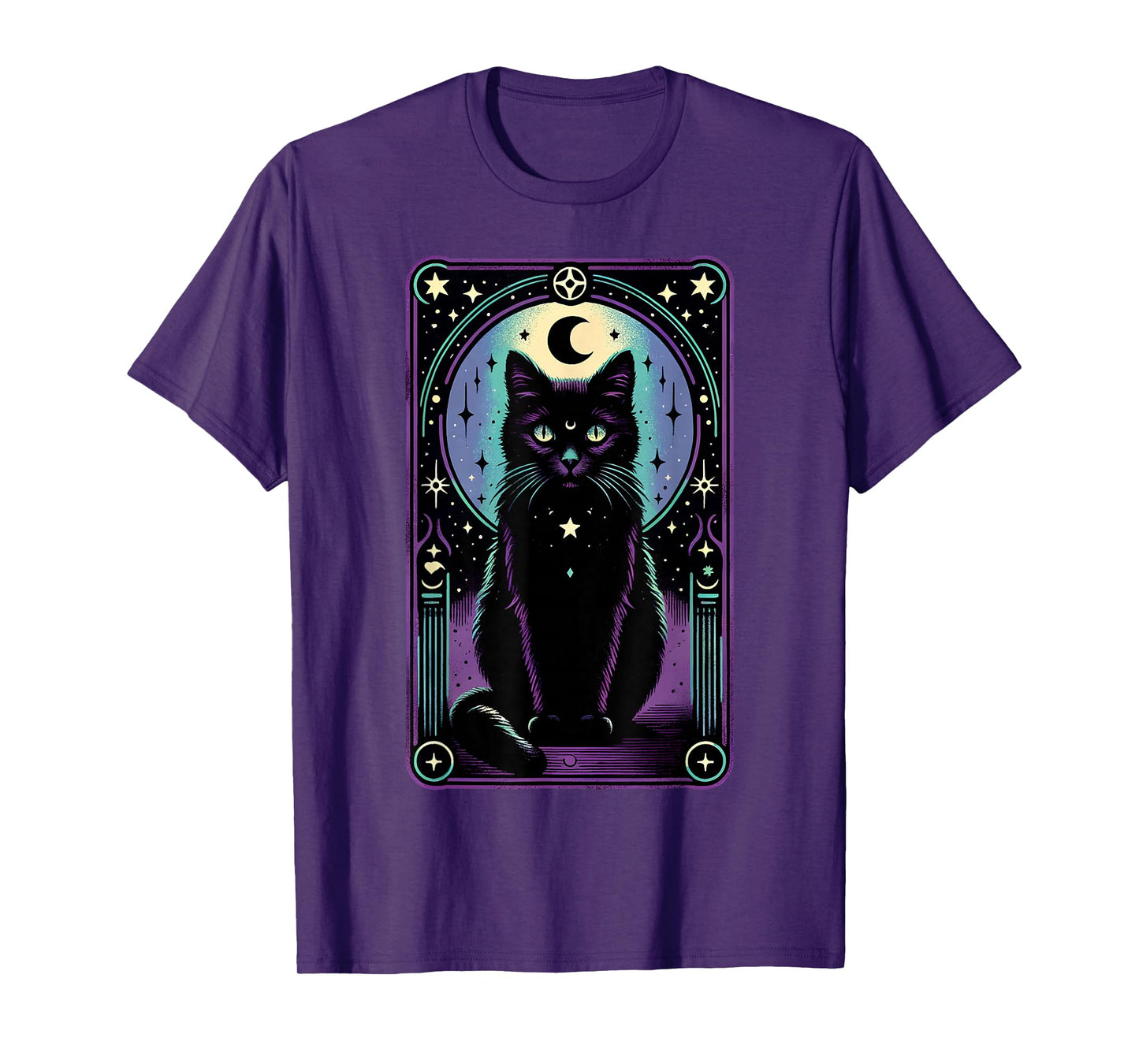Tarot Card Crescent Moon Black Cat Lover Tarot Cat Vintage T-Shirt
