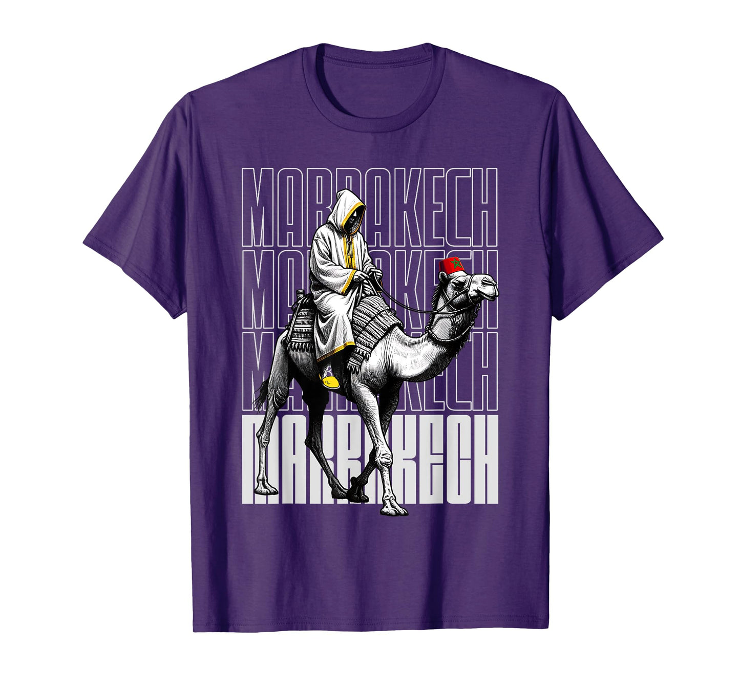 Marrakech Camel Sunset Morocco Flag Marrakesh Lovers T-Shirt