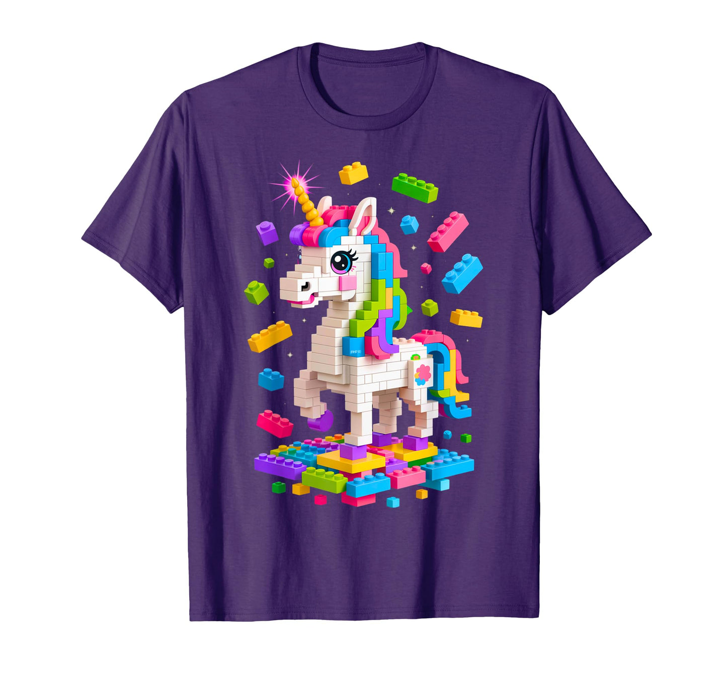Unicorn Lover Master Builder Building Bricks Blocks Toy Kids T-Shirt