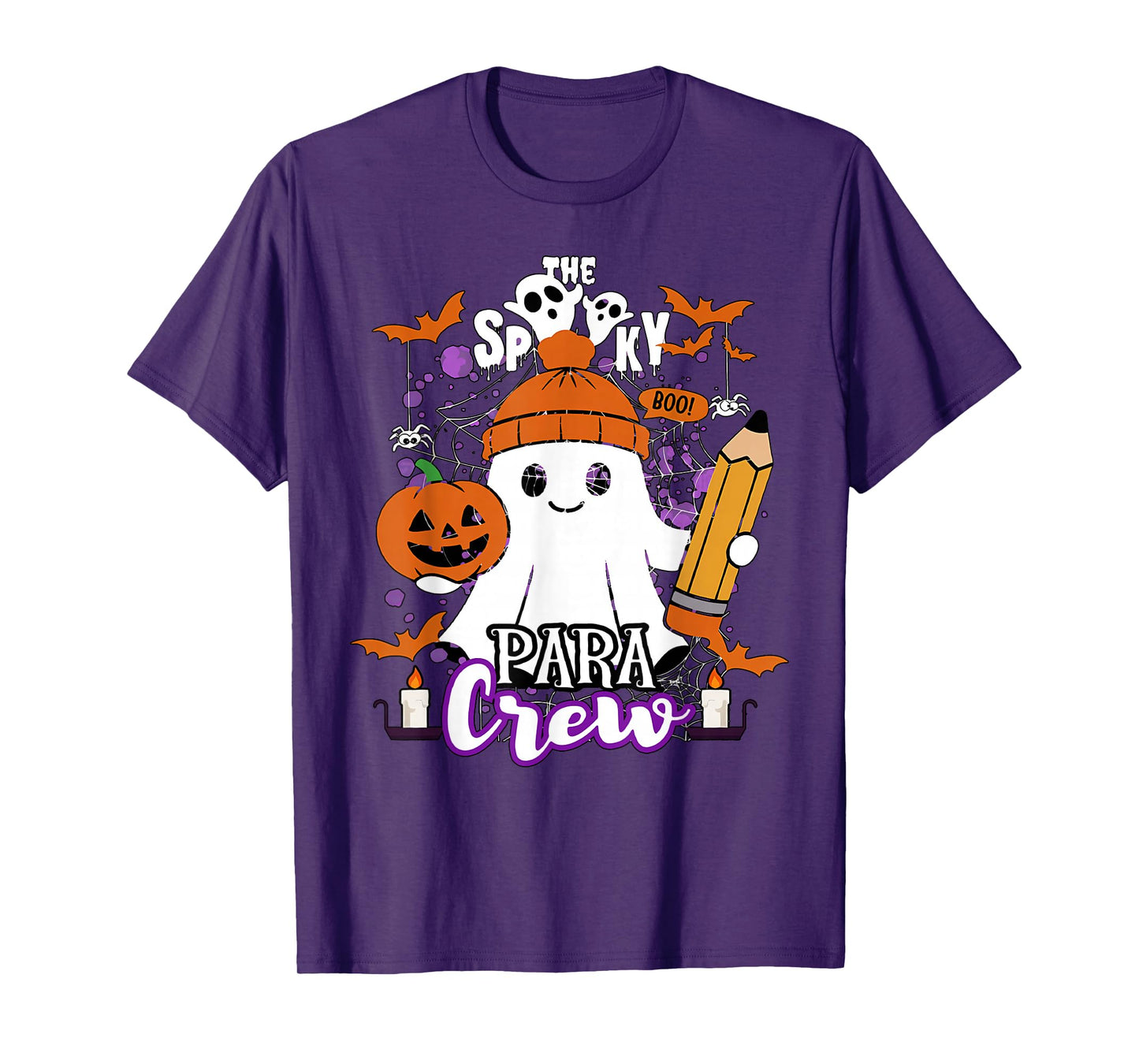 Spooky para Crew Ghost Halloween Paraprofessional Teacher T-Shirt