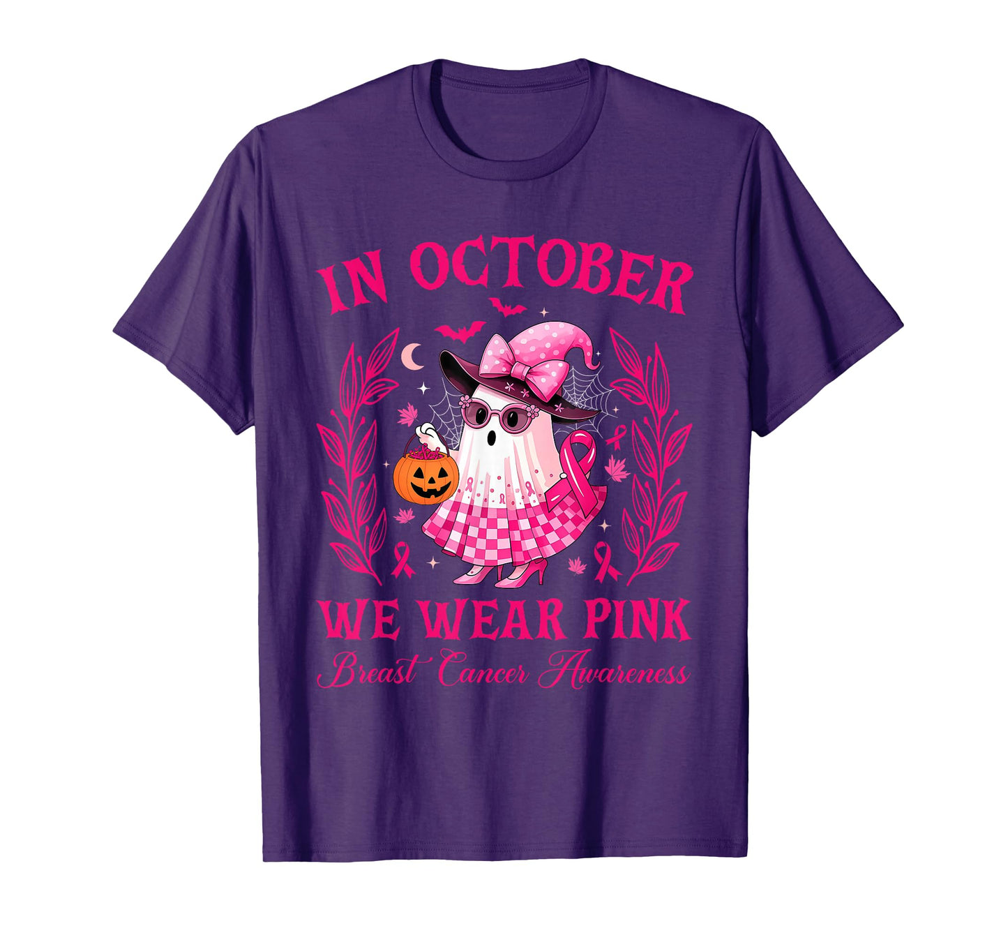 in October, we wear Pink Hallowen for Women Cute T-Shirt