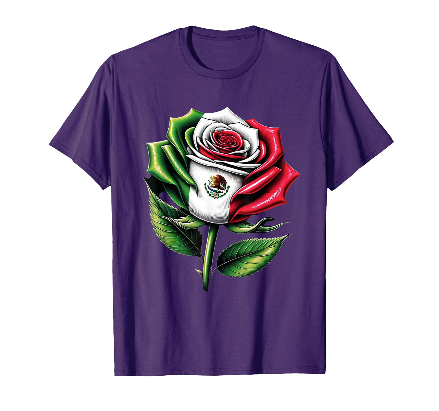 Mexico Flag Mexican Flower Patriotic Rose Mexico T-Shirt