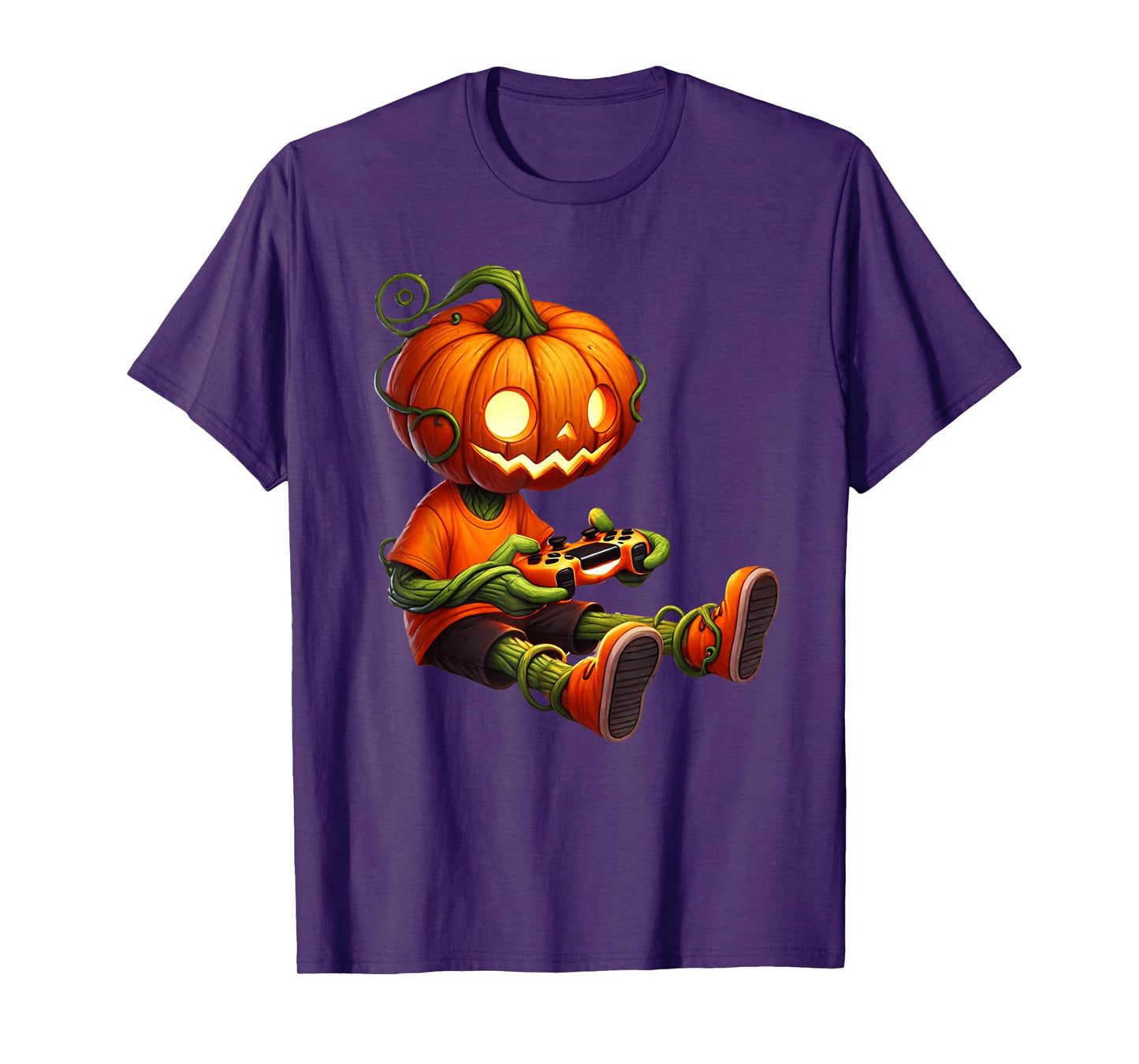Halloween Pumpkins Head Gamer Video Gaming Boys Men Kids T-Shirt