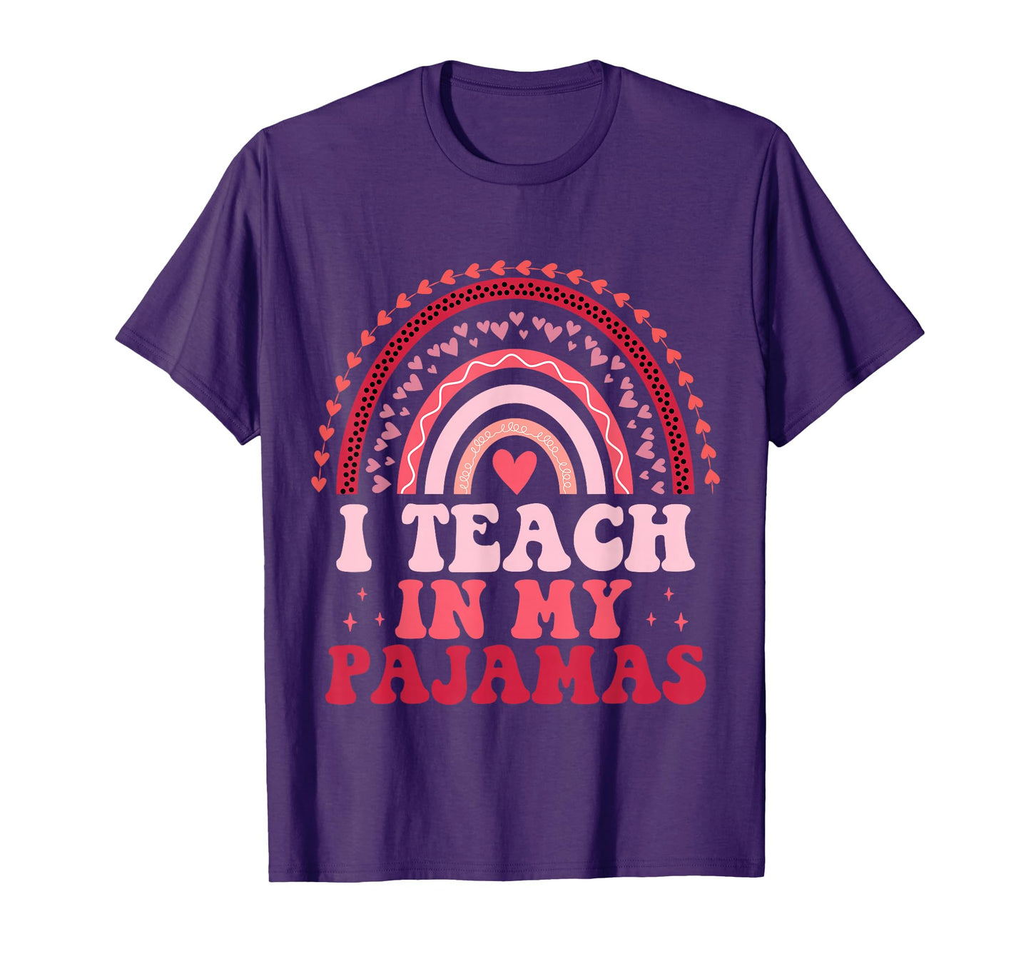 Rainbow Retro Homeschool Mom Teacher I Teach In My Pajamas T-Shirt