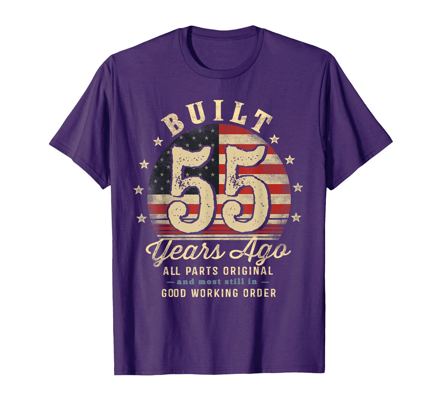 Built 55 Years Ago Funny 55th Birthday USA Flag T-Shirt