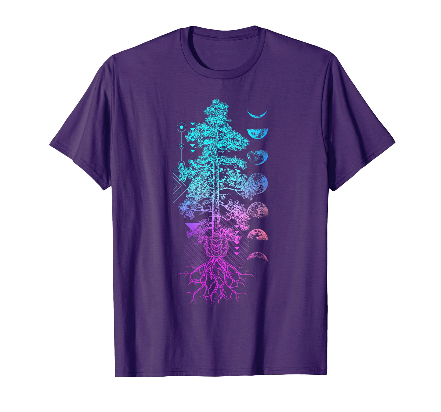 Tree of Life Phases of the Moon Yoga Chakra Gift T-Shirt