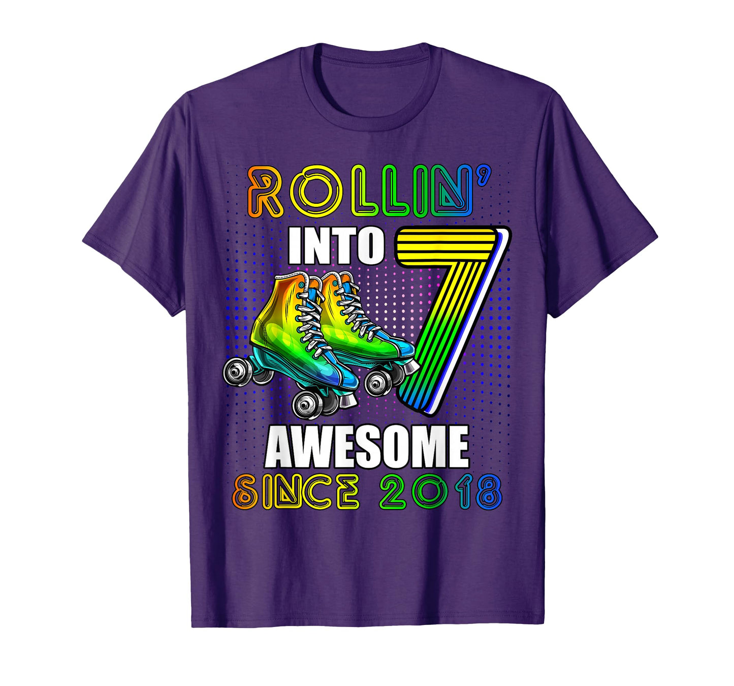 Birthday Roller Skating 7th Girls Rollin into 7 Skate Party T-Shirt