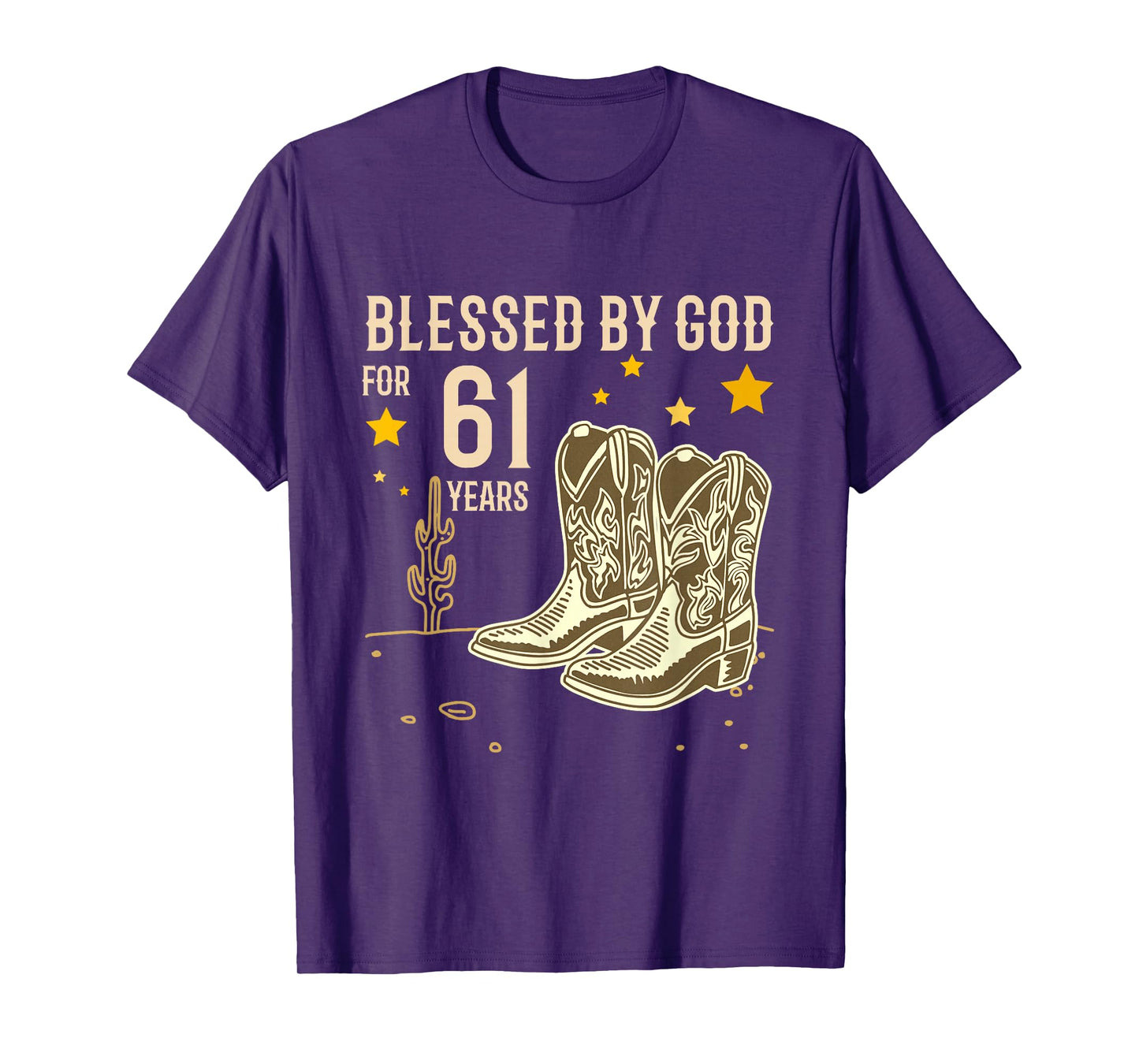 Vintage Blessed by God for 61 Years Cowboy 61st Birthday Men T-Shirt