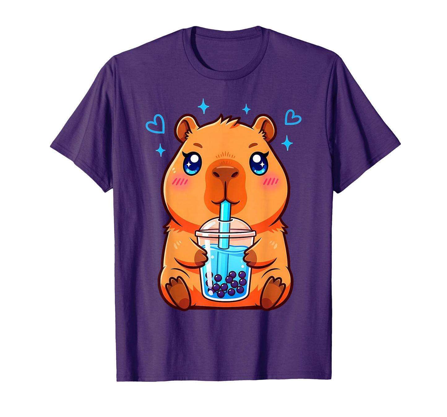 Cute Capybara Kawaii Anime Girls Drinking Boba Tea Lover T-Shirt