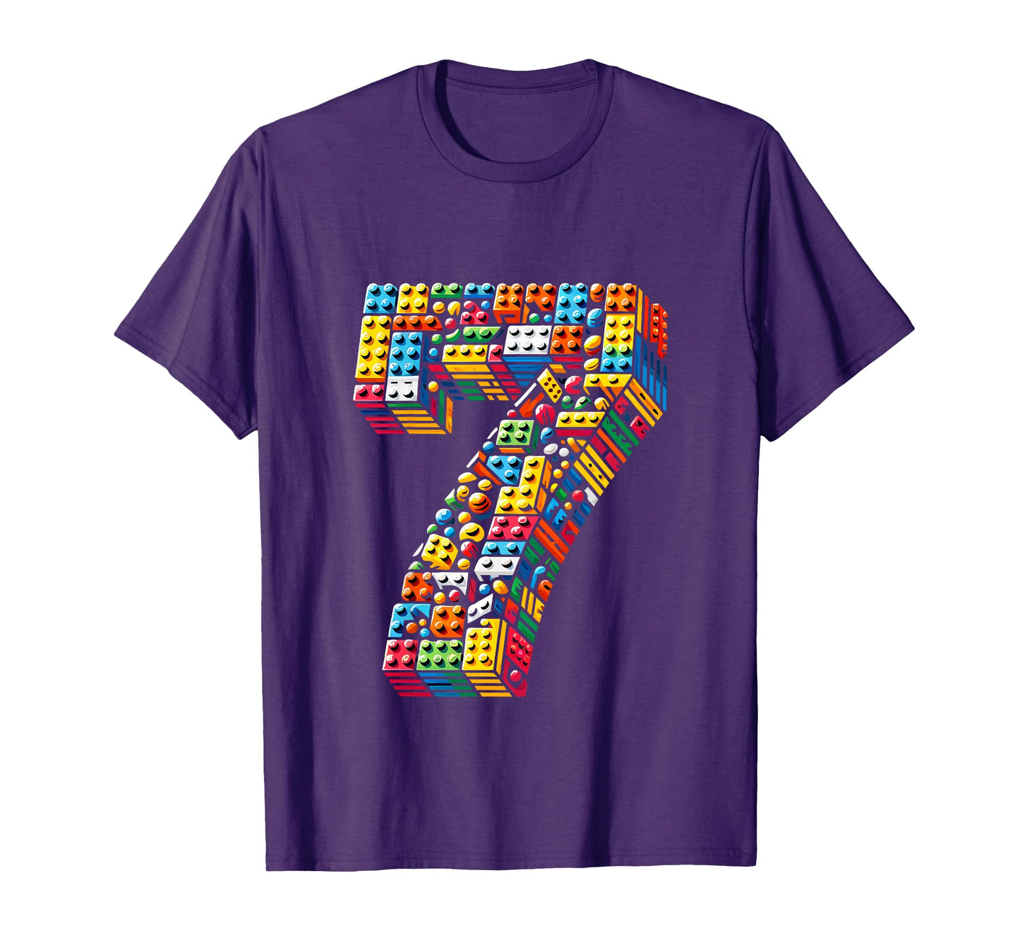 Kids 7 Year Old Blocks Building Master Builder 7th Birthday Boy T-Shirt