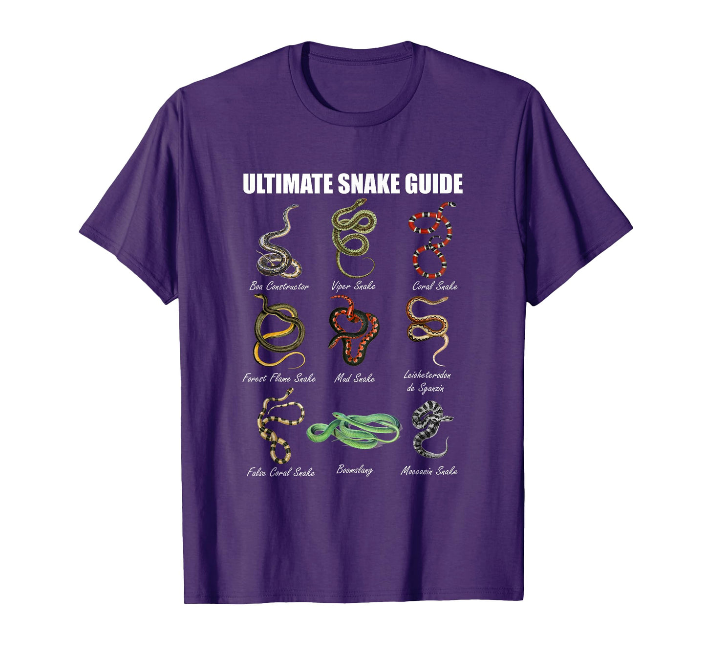 Snakes Educational Ultimate Snake Guide Reptile Lover T-Shirt