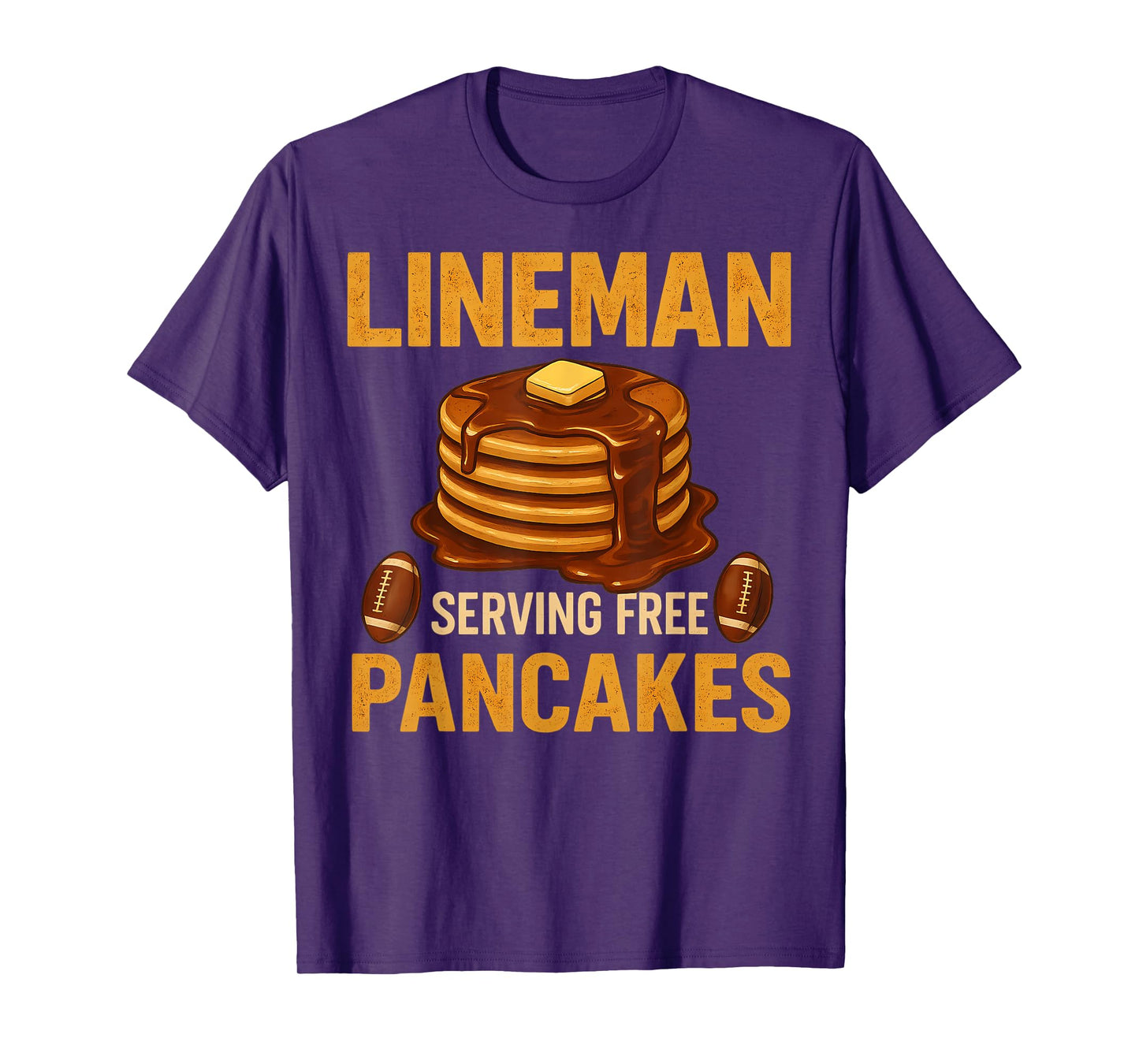 Lineman Serving Pancakes Daily Funny Vintage Football T-Shirt