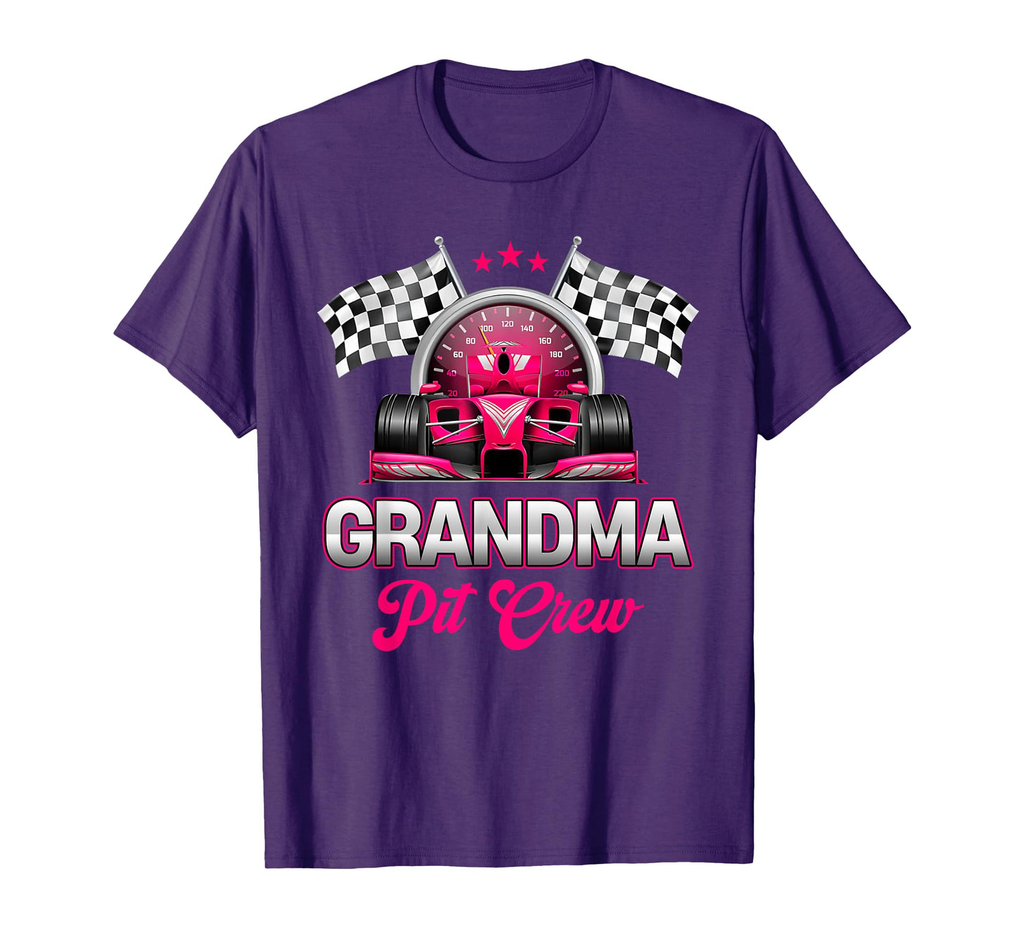 Grandma Pit Crew Race Car Birthday Girl Party Racing Family T-Shirt