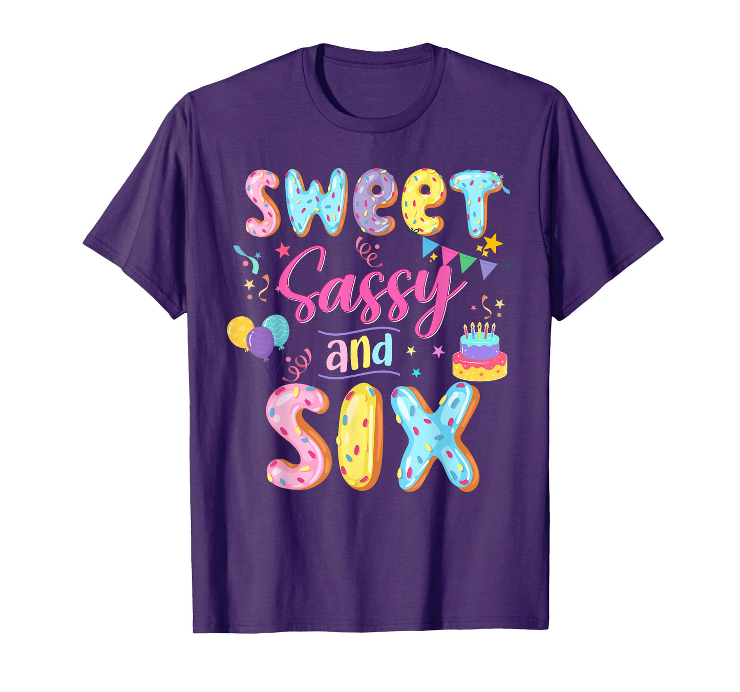 6Th Birthday Girl Sweet Sassy And Six Donut 6 Year Old Kid T-Shirt