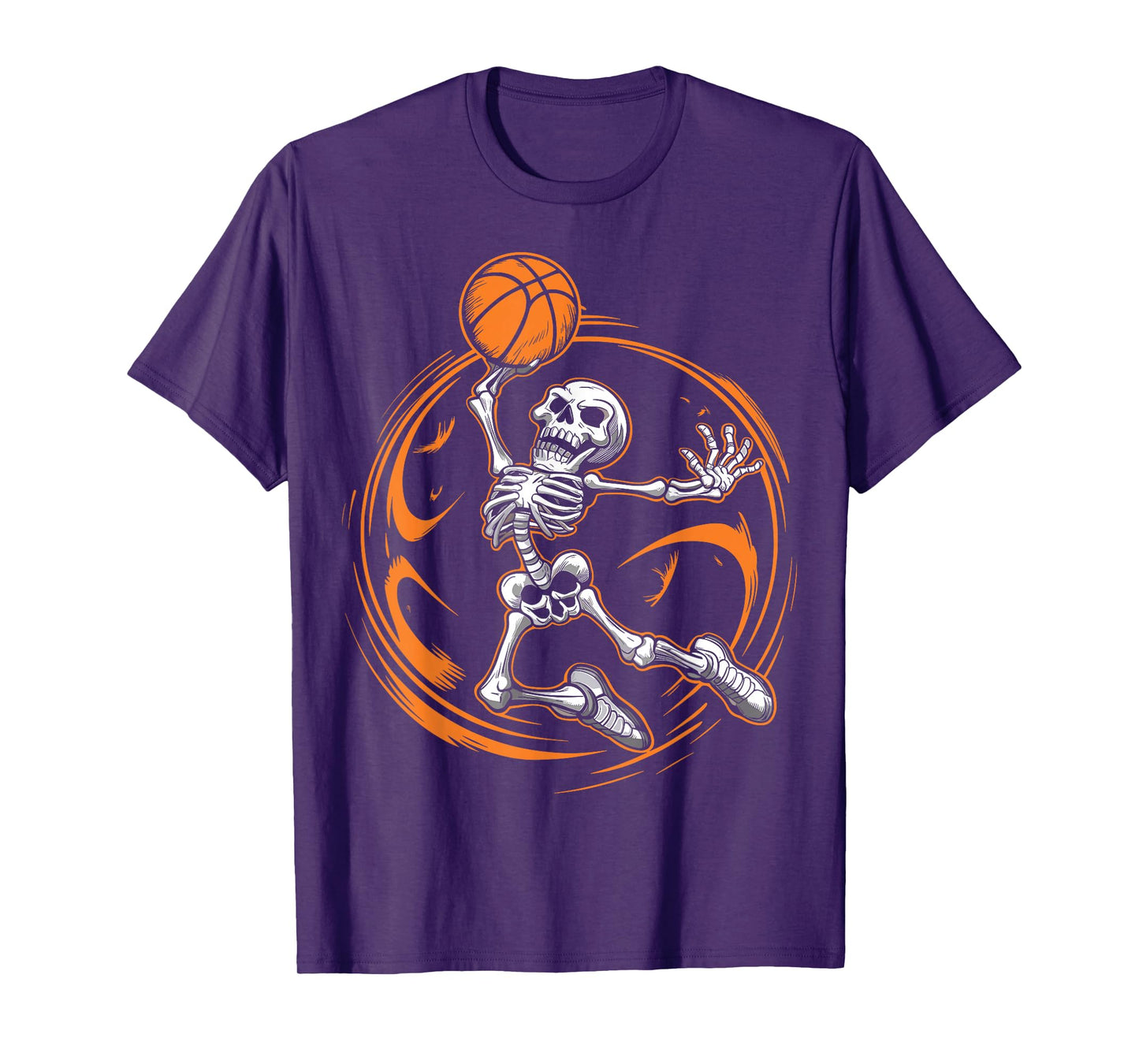 Basketball Skeleton Halloween Men Boys Basketball Halloween T-Shirt