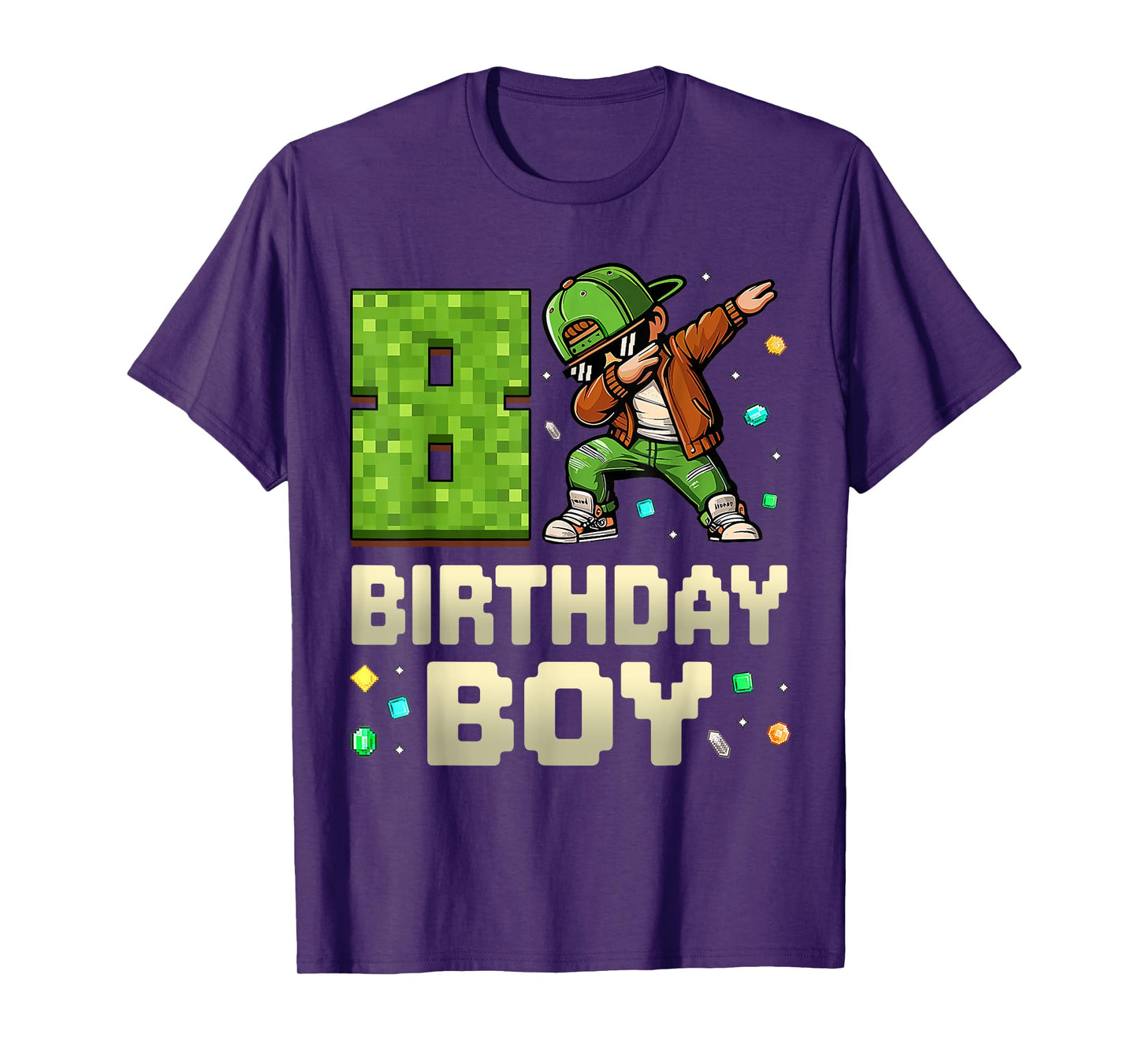 8 Years Birthday Boy 8th Dabbing Boy Game Video Pixel T-Shirt