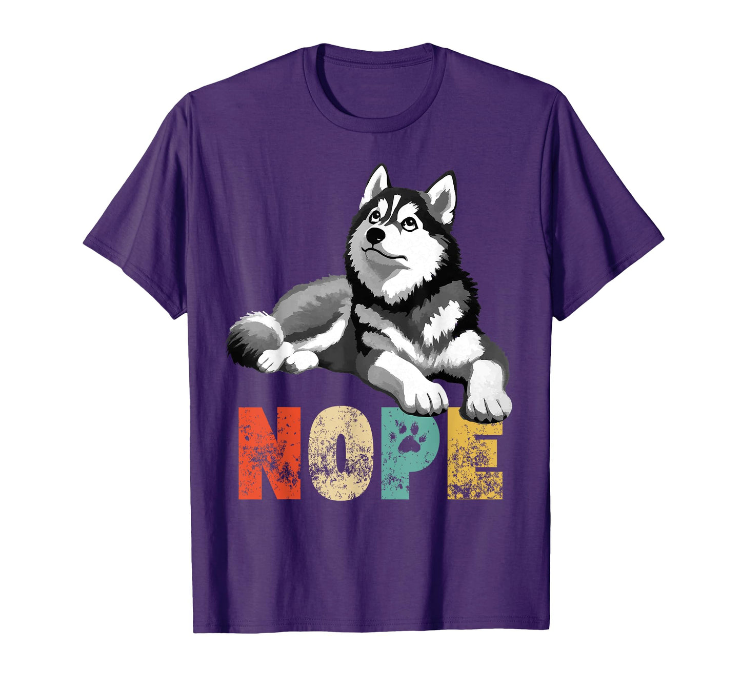 Vintage Nope Not Today Funny Lazy Siberian Husky Dog Owner T-Shirt for Men Women Kids