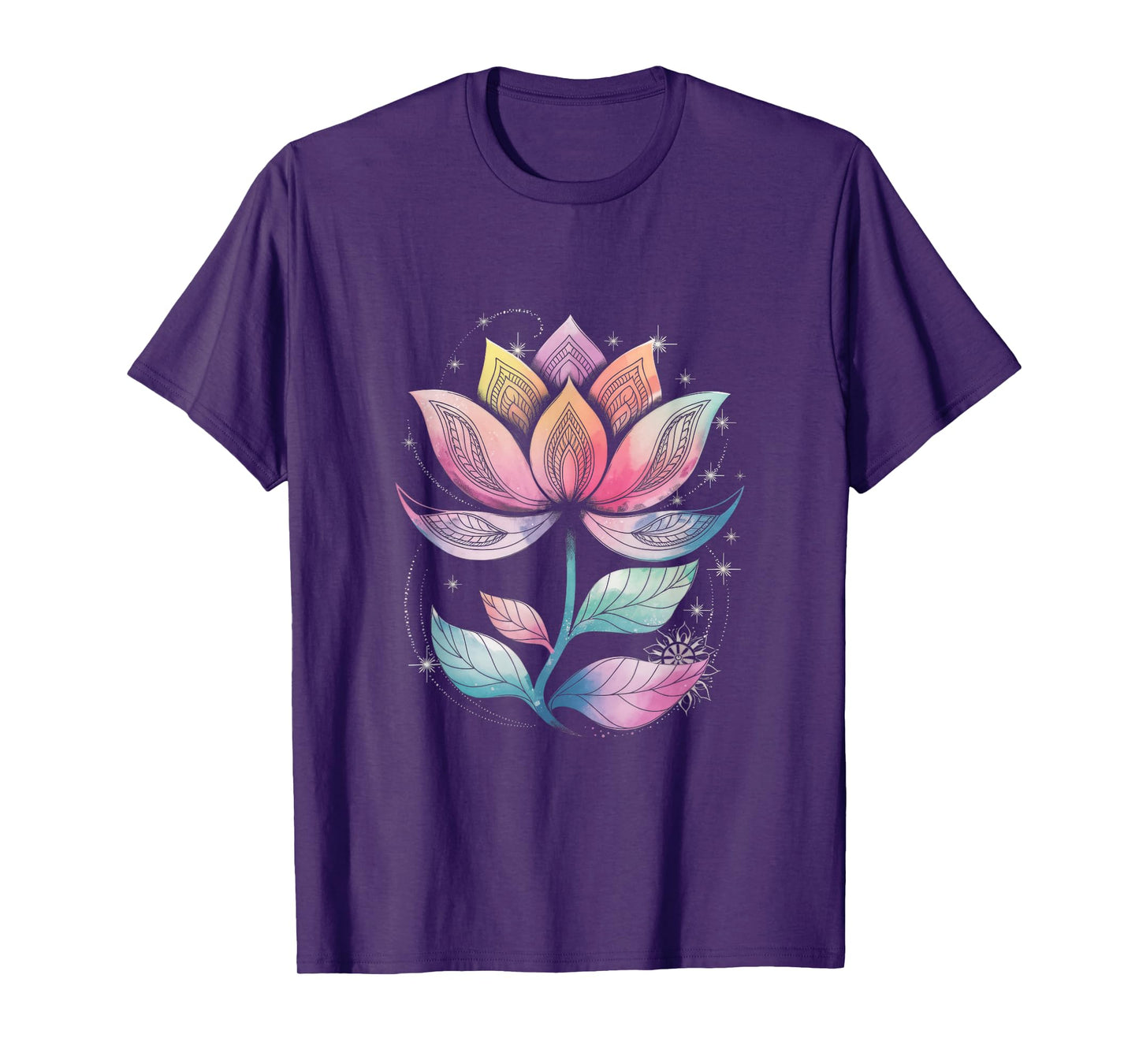 Bohemian Rainbow Lotus Flower Yoga Lotus flower T-Shirt