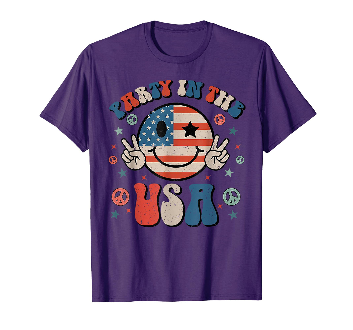 Party in the USA 4th of July Preppy Smile Kids Men Women T-Shirt