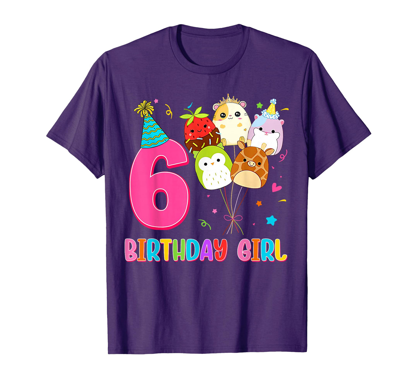 Birthday Girl Squish Squad 6 Years Old Cute 6th Birthday T-Shirt