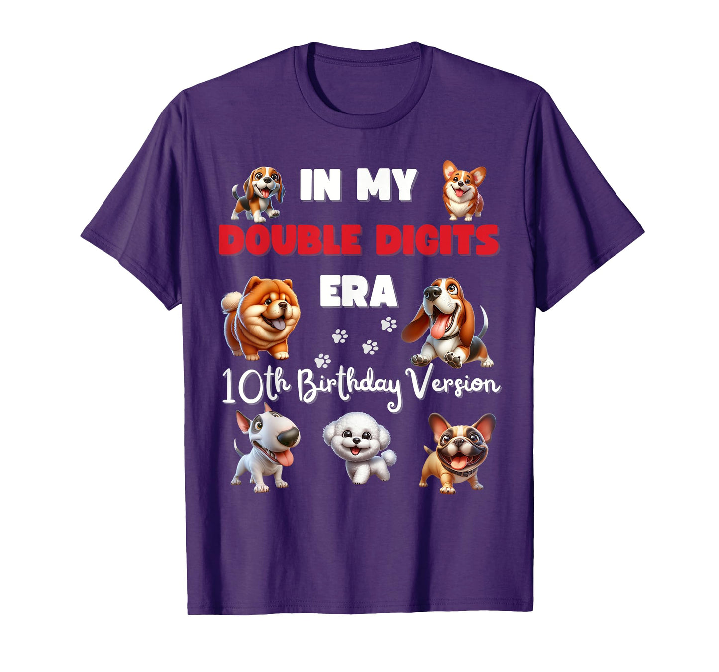 10th birthday in my double digits era boy girl kid dog lover T-Shirt